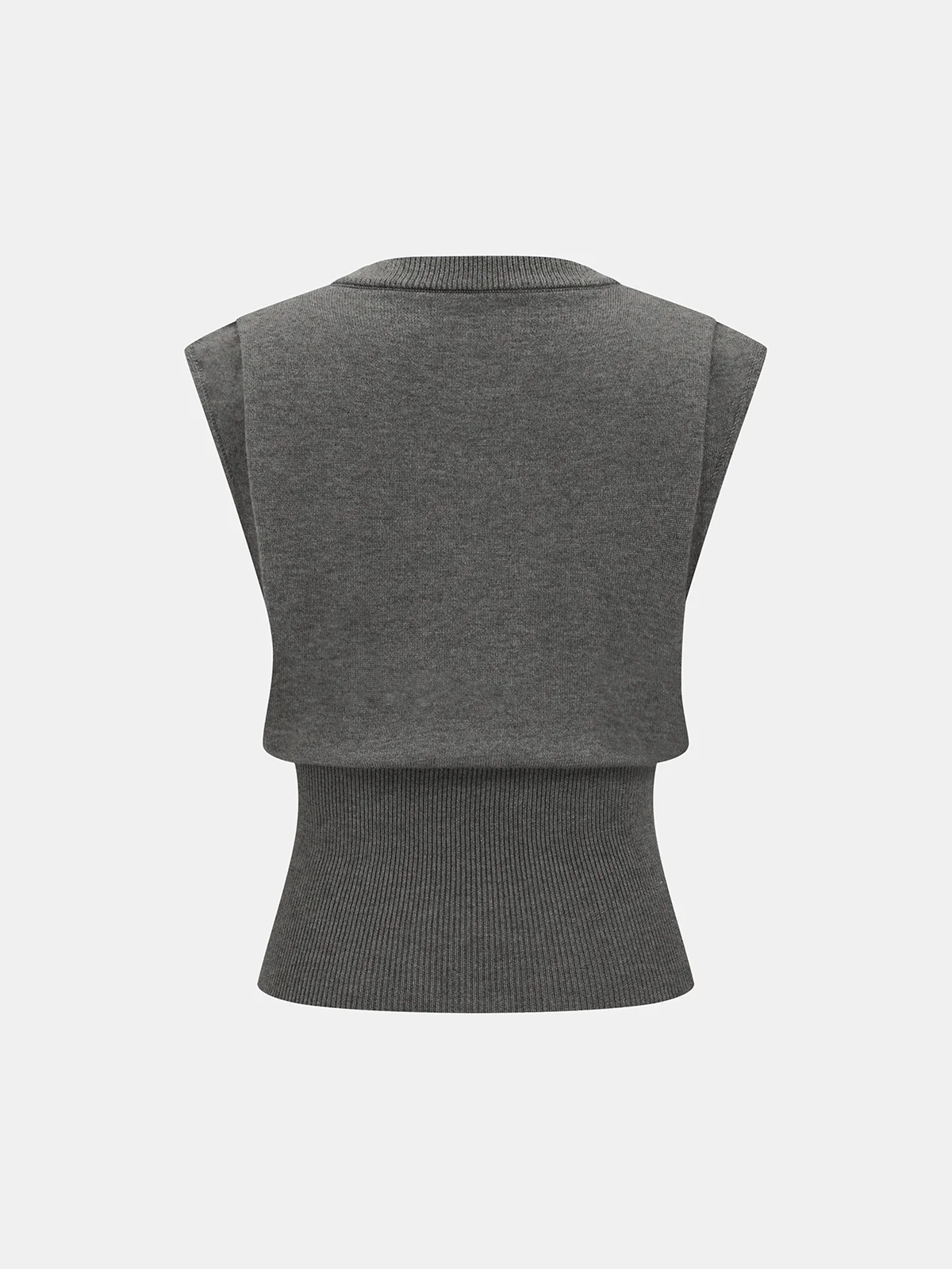 Cinched Waist Crew Neck Sleeveless Sweater Vest
