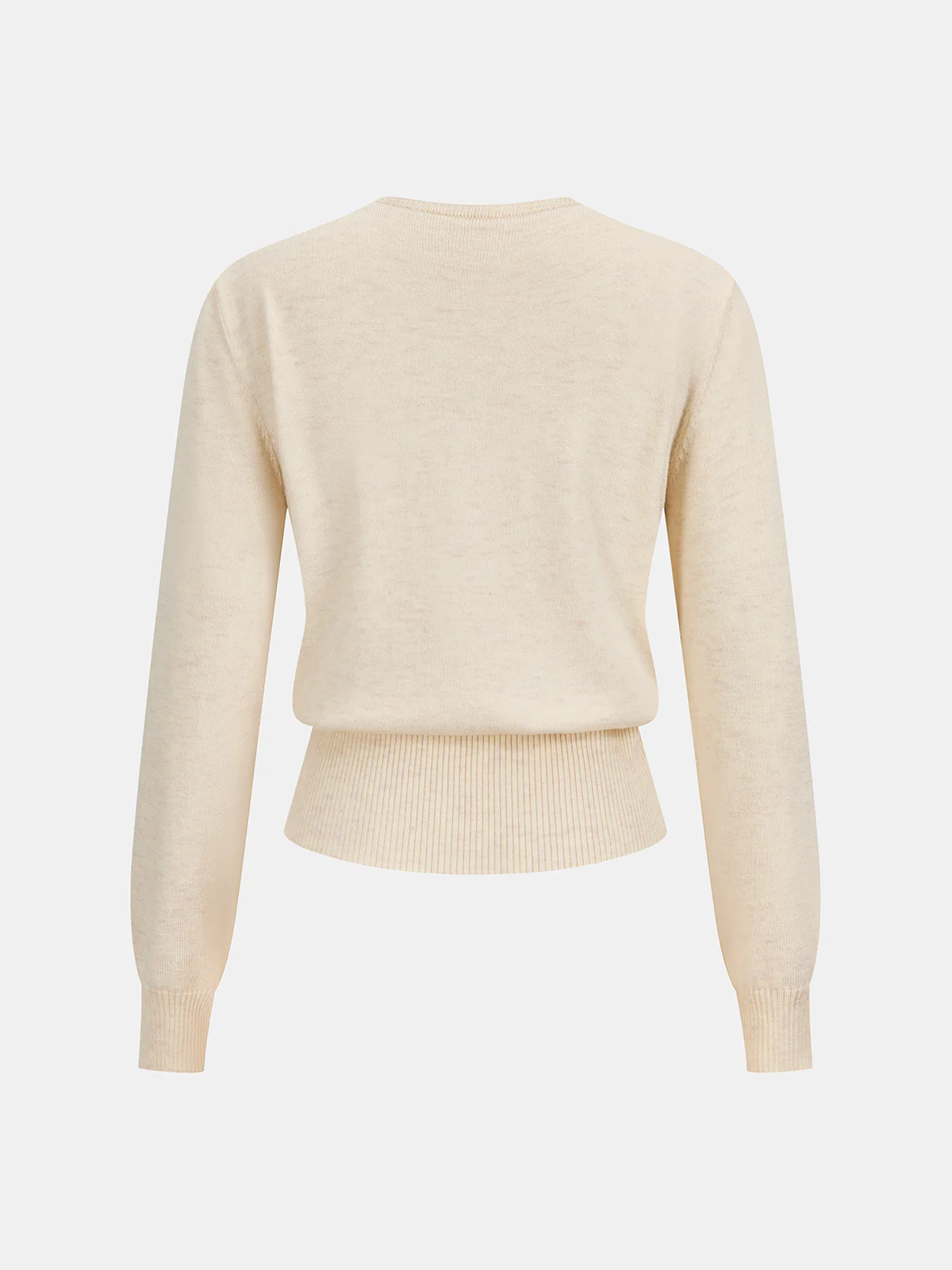 Lace Panel Rhinestone Wool Blend Sweater