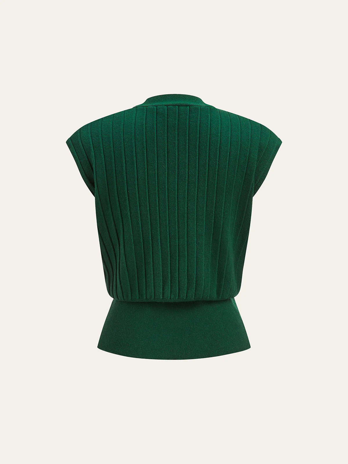 Metal Detail Cap Sleeve Ribbed Knit Vest