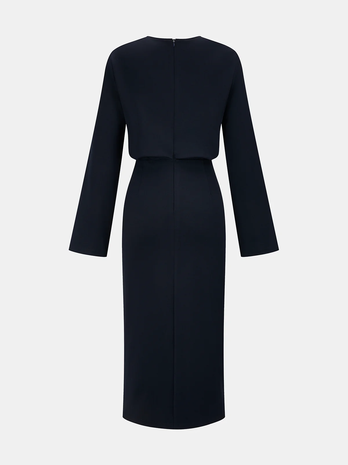 Metal Detail Keyhole Neck Midi Dress