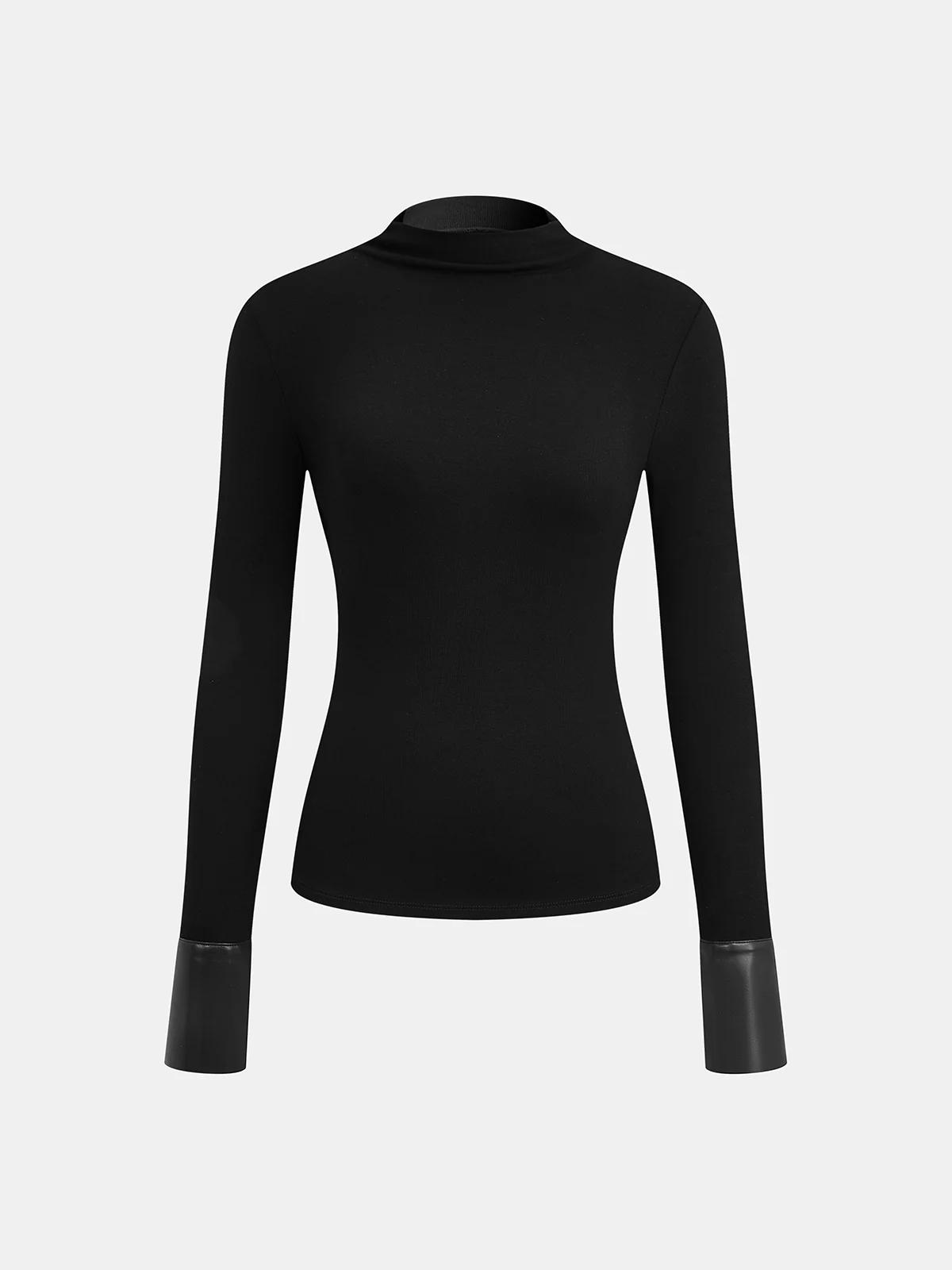 Knit Top & Faux Leather Ruched Skirt Set