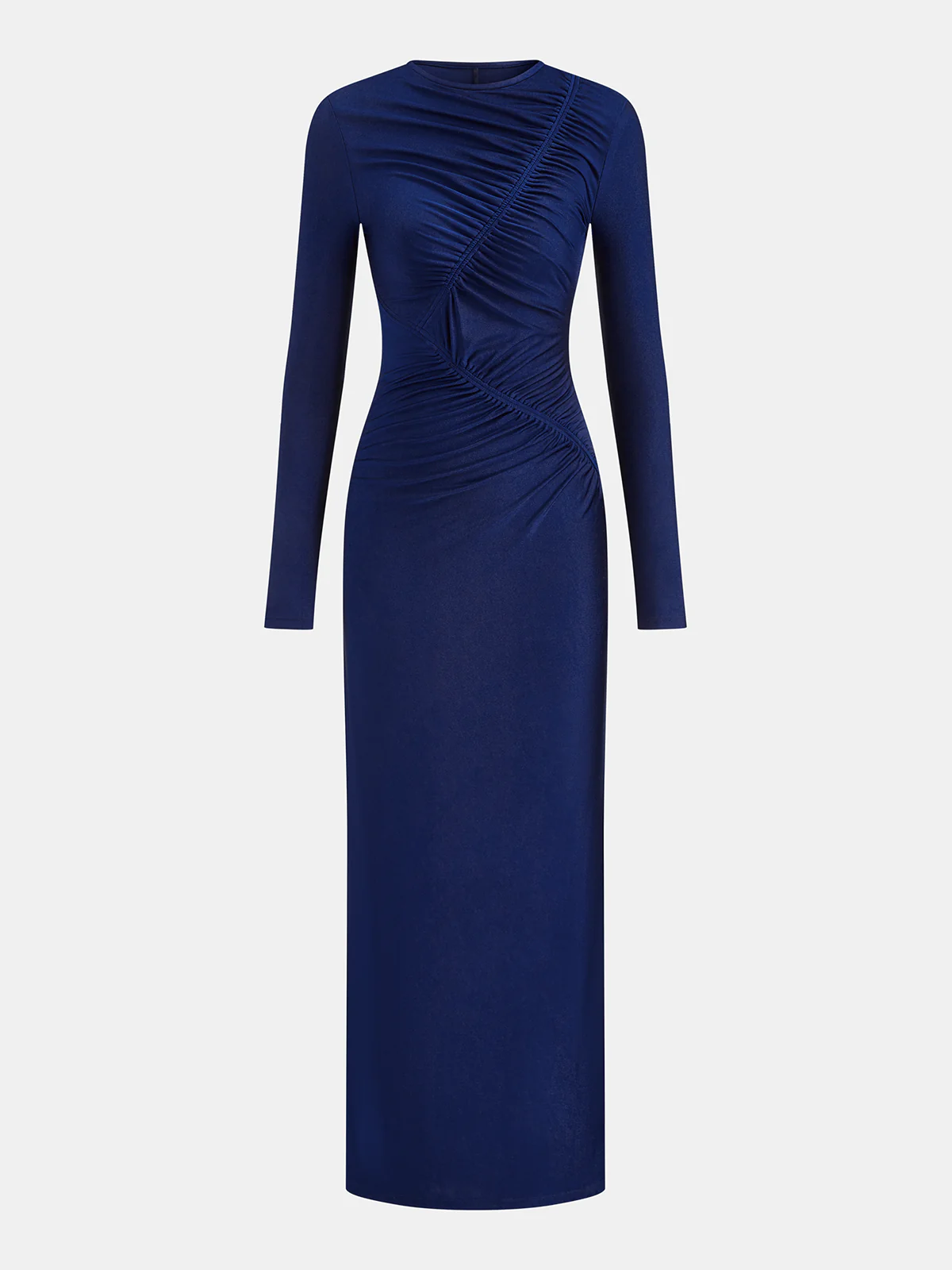 Ruched Long-Sleeve Maxi Dress