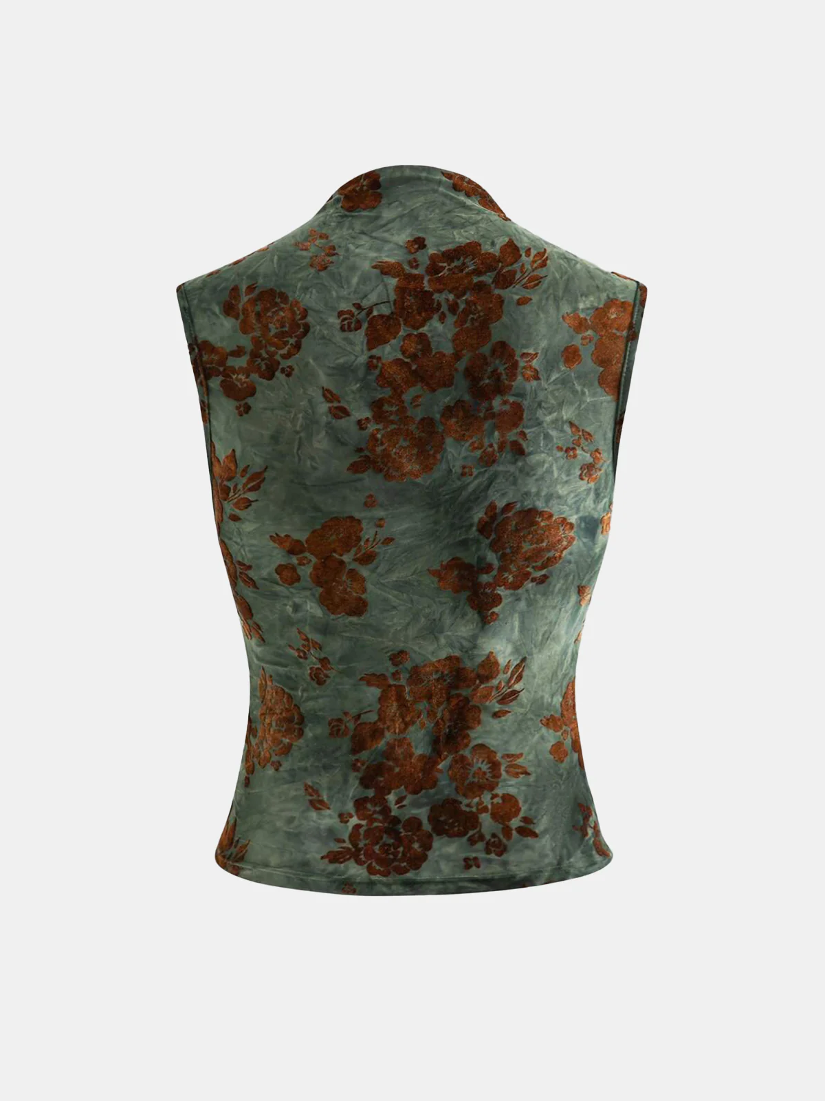 Floral Jacquard Ruched Sleeveless Top