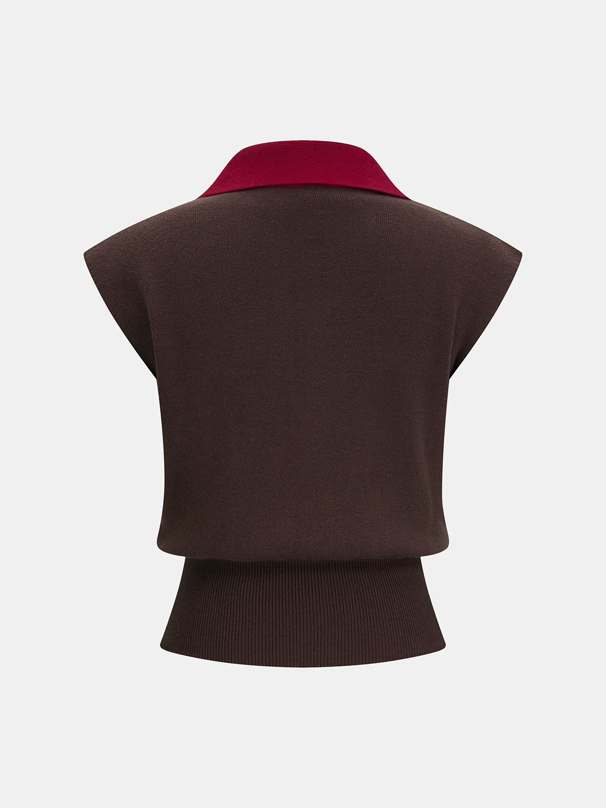 Contrast Collar Horsebit Knit Sleeveless Top