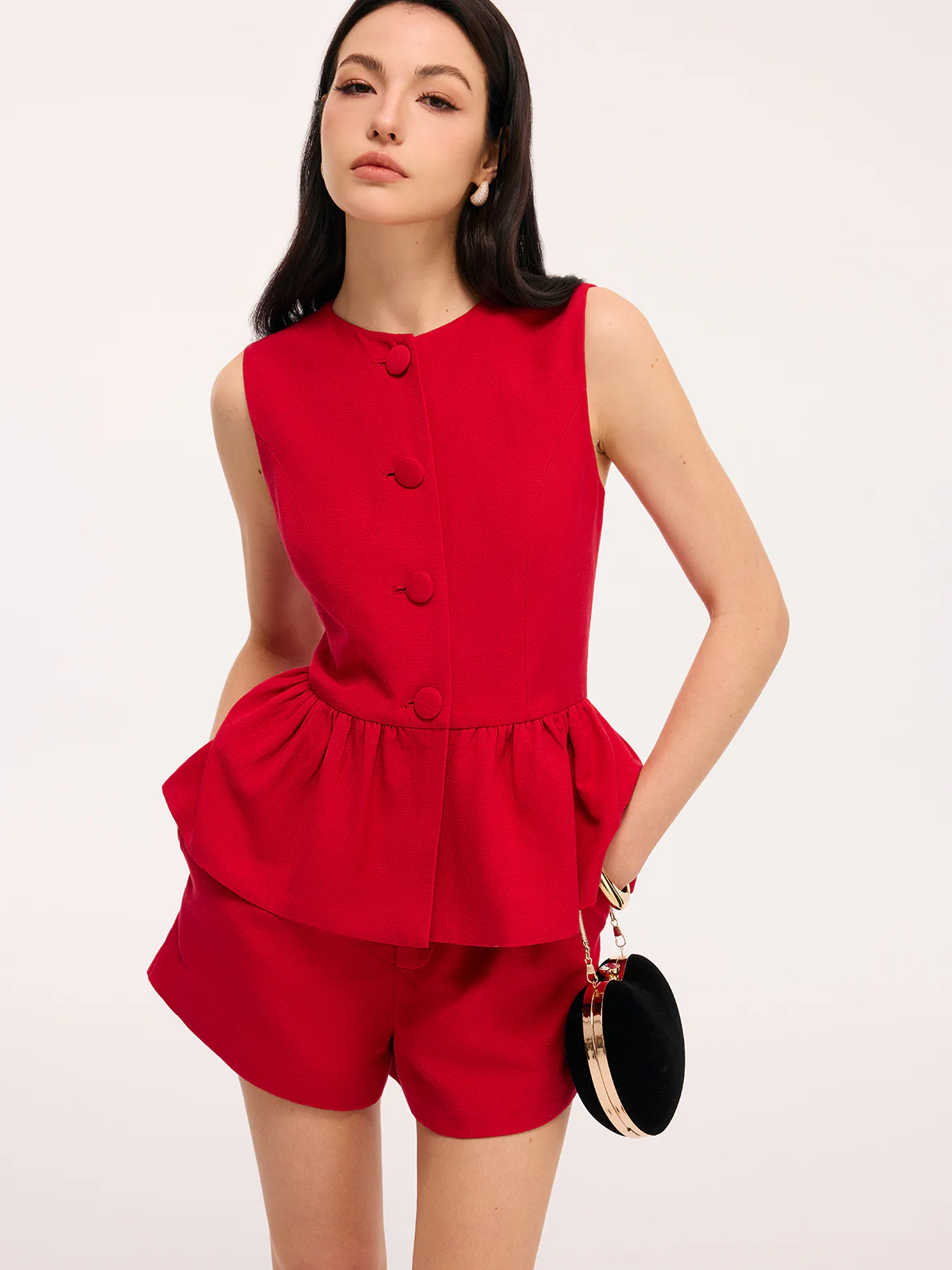 Sleeveless Peplum Top & Shorts Set