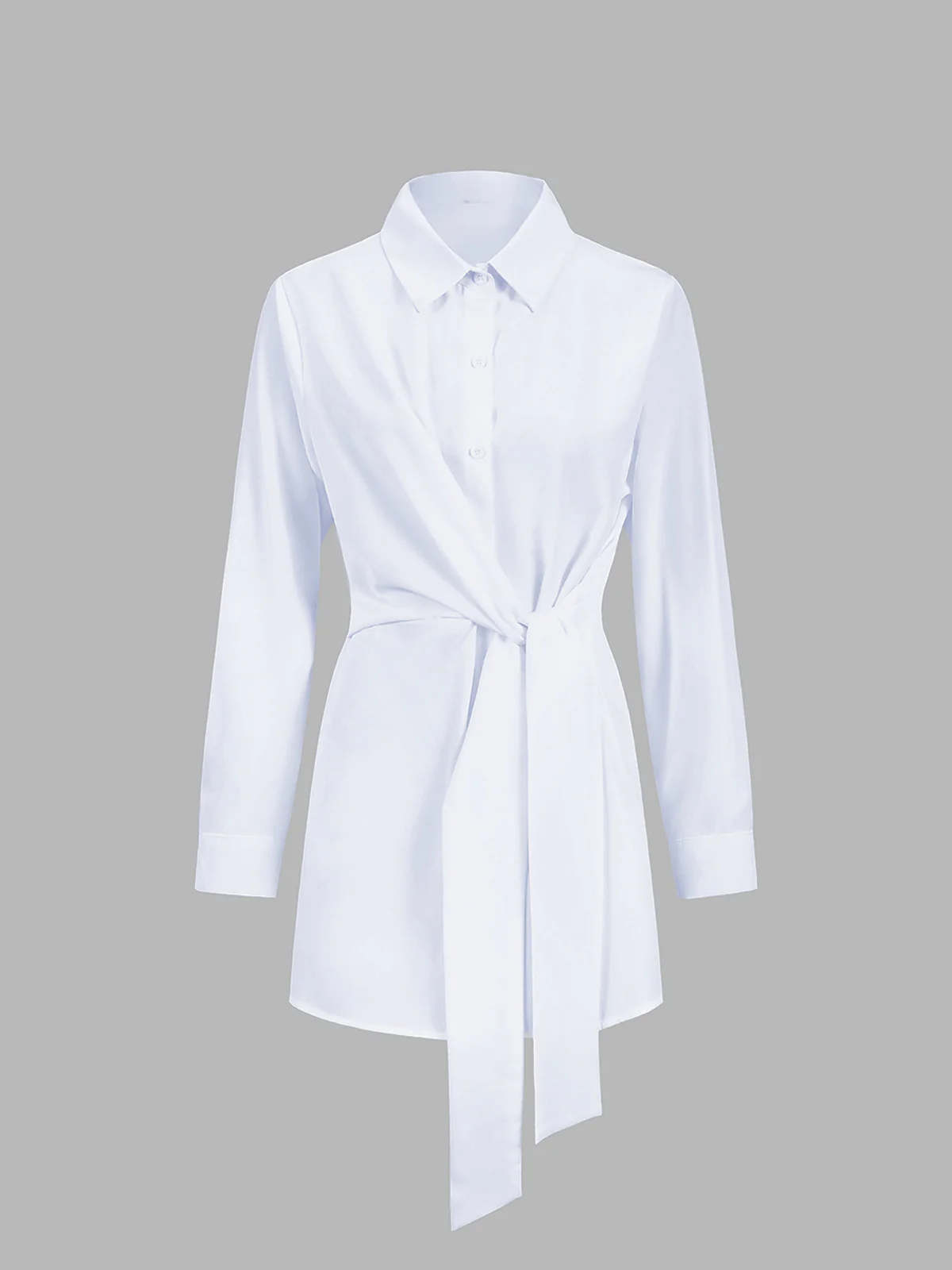 Semi-Sheer Button Down Tied Long Shirt