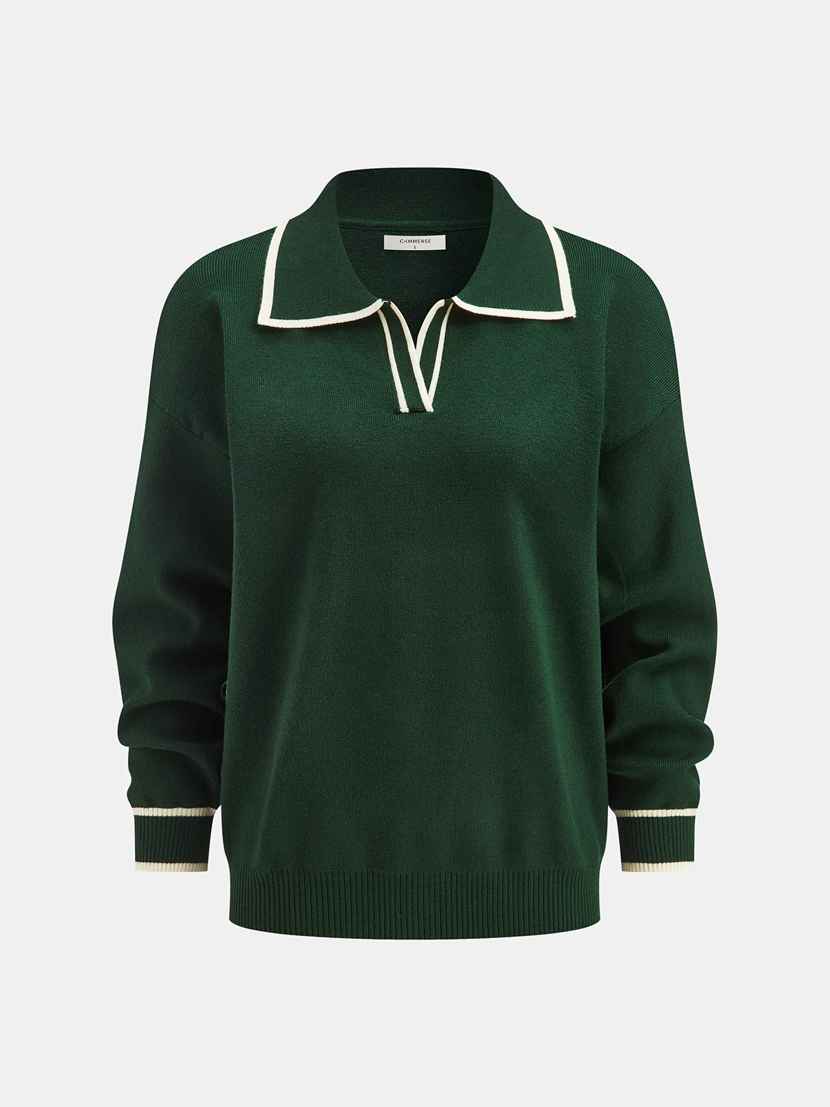 Knitted Contrast Trim Polo Top and Pants Set