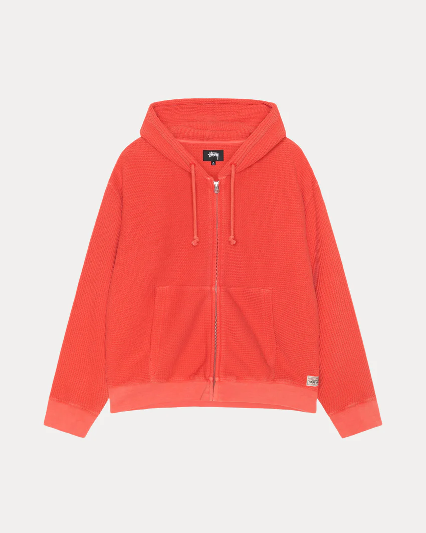 DOUBLE LAYER WAFFLE ZIP HOODIE