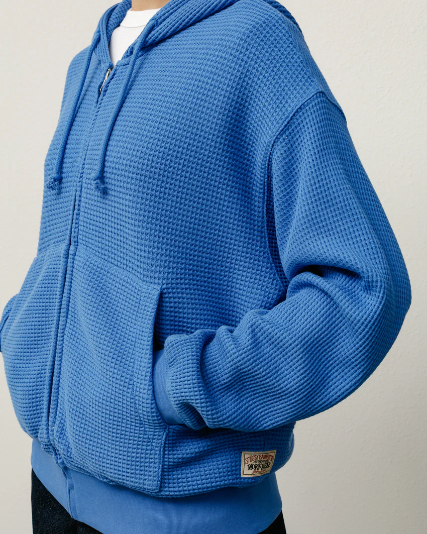 DOUBLE LAYER WAFFLE ZIP HOODIE