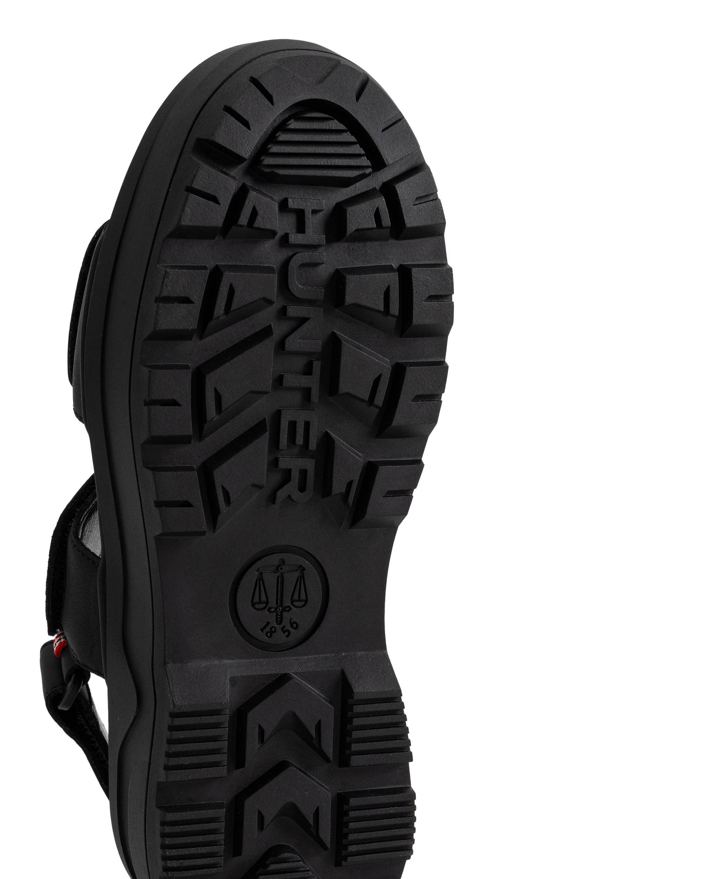 ユニセックス シティ リベル レザー ヒール ストラップ サンダル - ブラック