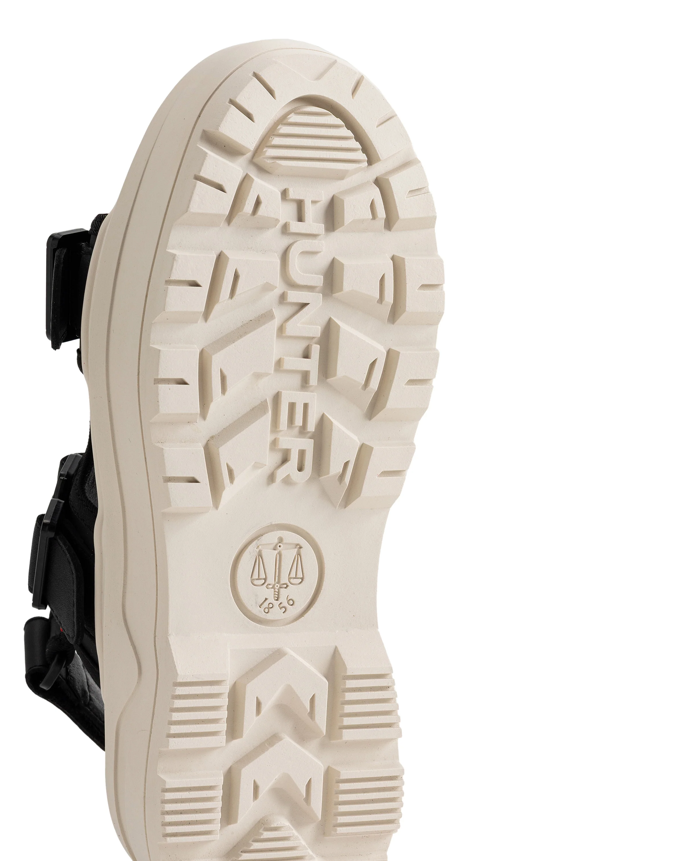 ユニセックス シティ リベル ネオ レザー バックル サンダル - ブラック / キャンバス クリーム