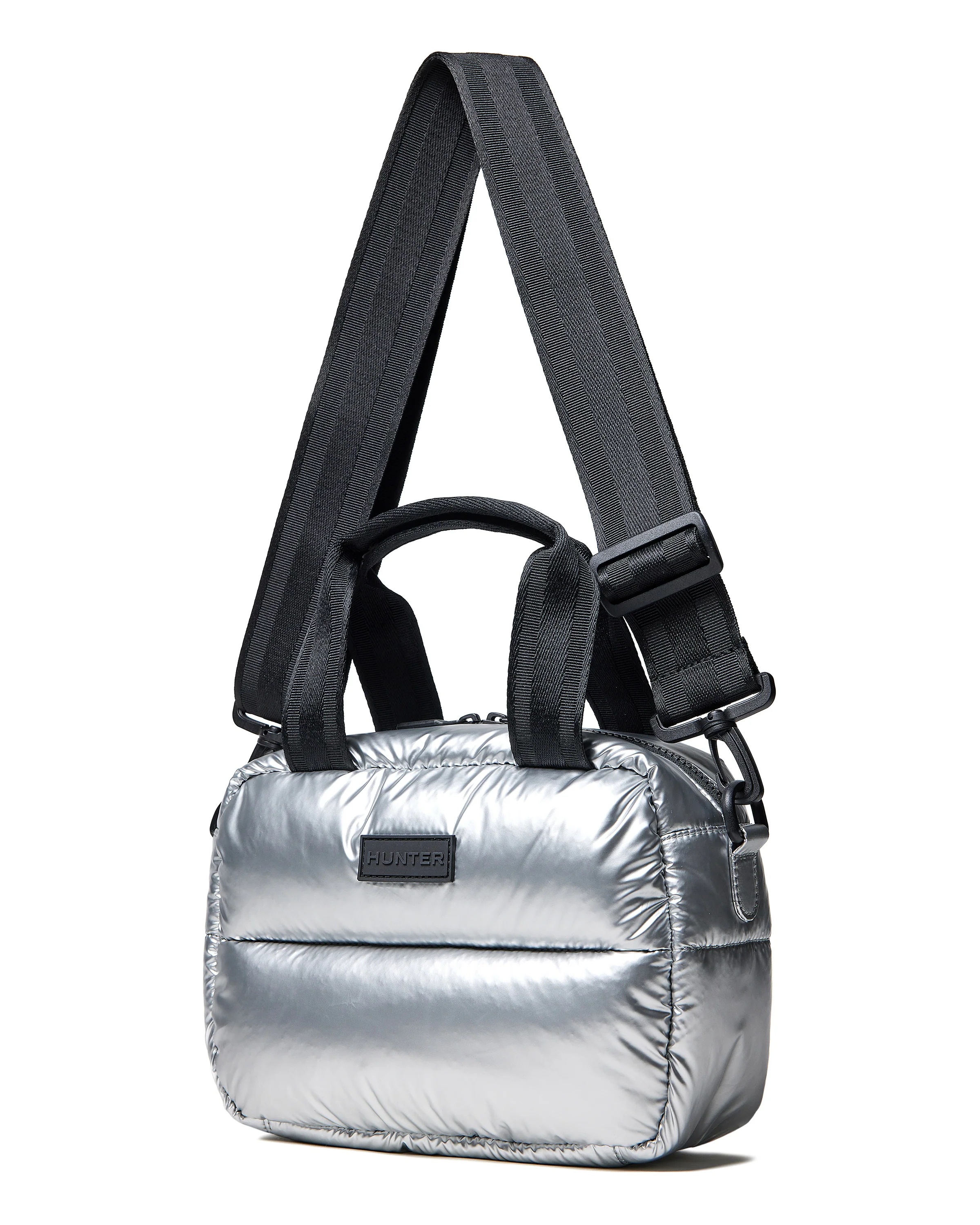 イントレピッド エクストラ パフド ミニ ボストン - シルバー ホイル