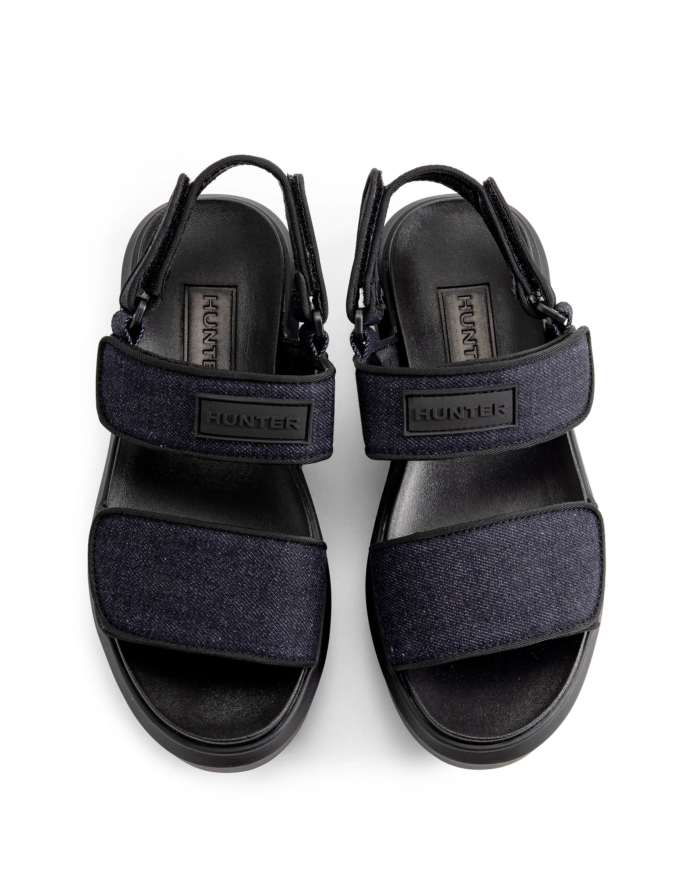 ユニセックス デニム シティ リベル ヒール ストラップ サンダル - デニム