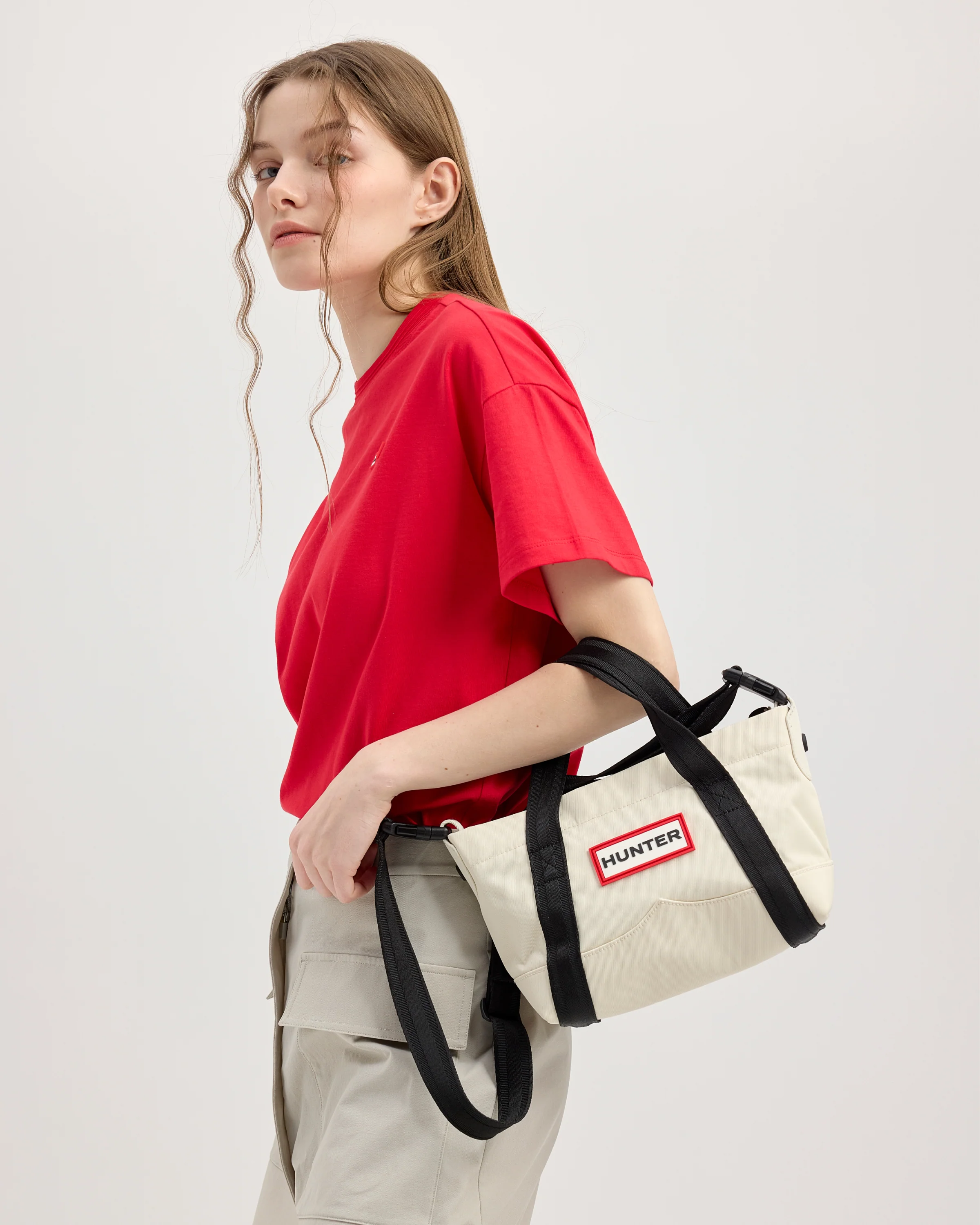 ナイロン ミニ トップ クリップ トート バッグ  -  ソフトサンド