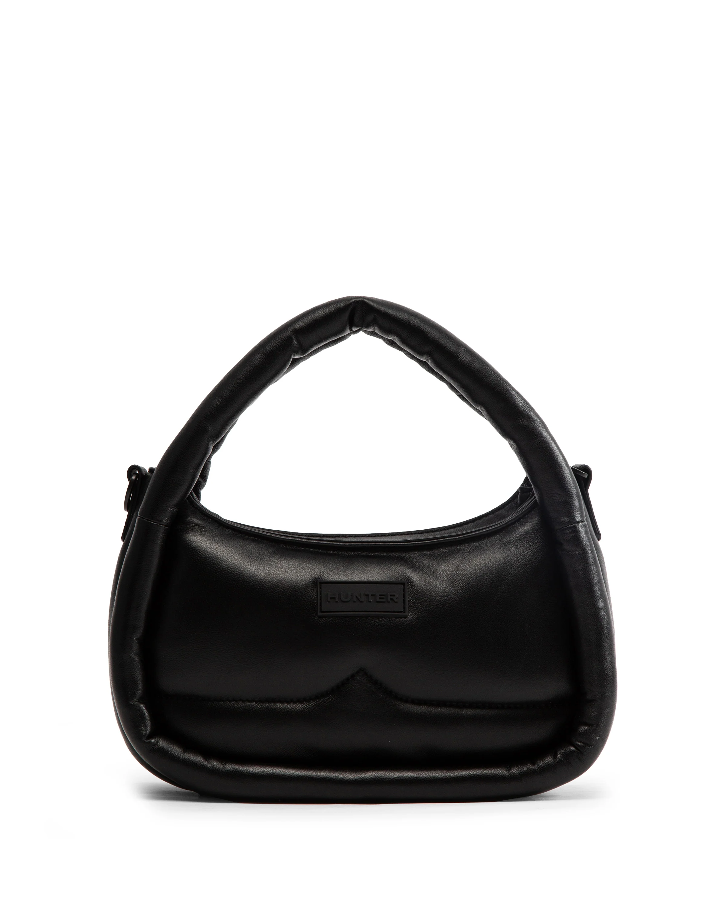 レザー フレームド ミディ ホーボー クロスボディ - ブラック