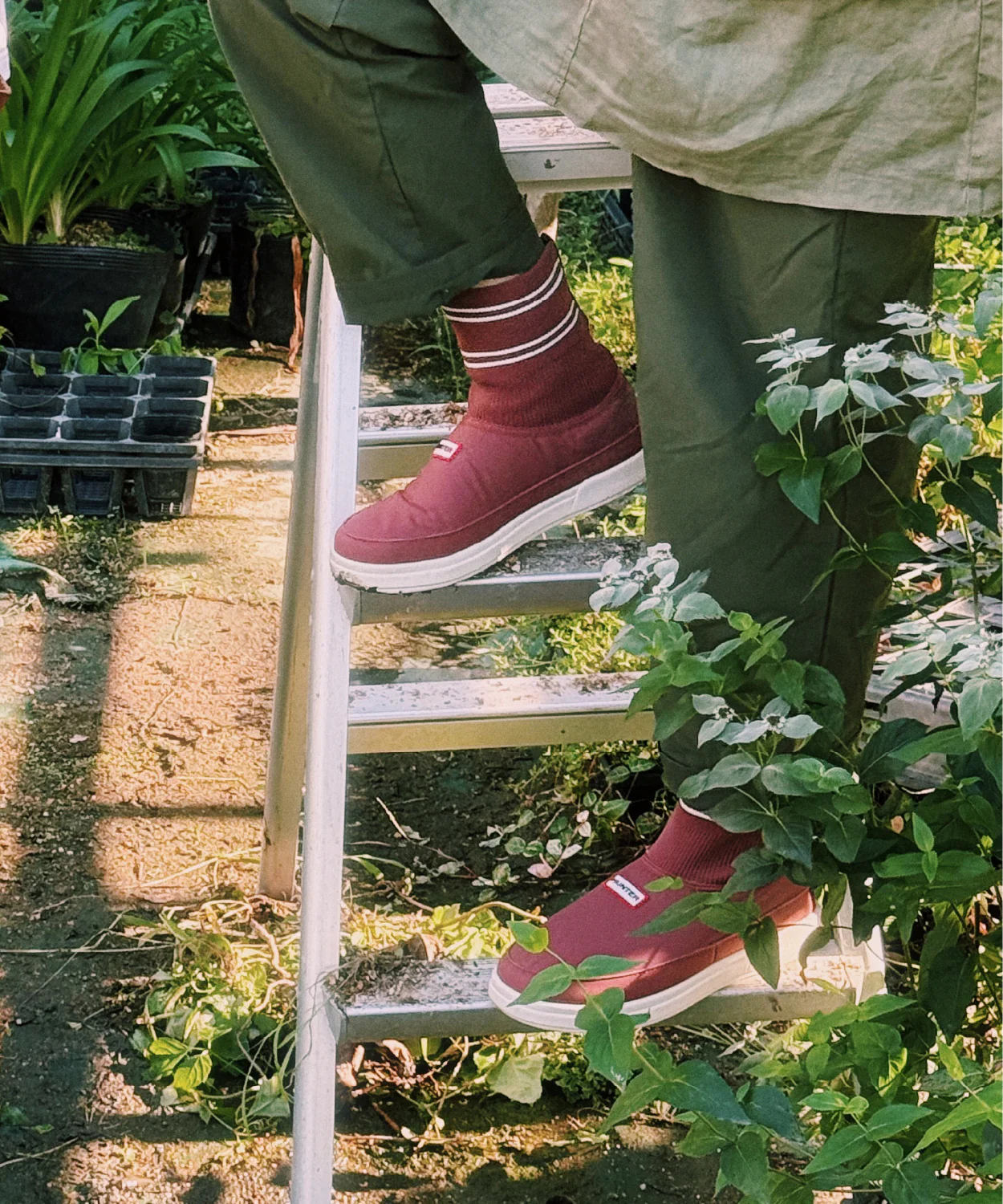 ユニセックス イン/アウト ハンター ニッテッド ソック スリッパ - ドリーミーローズ / シェイデッドホワイト