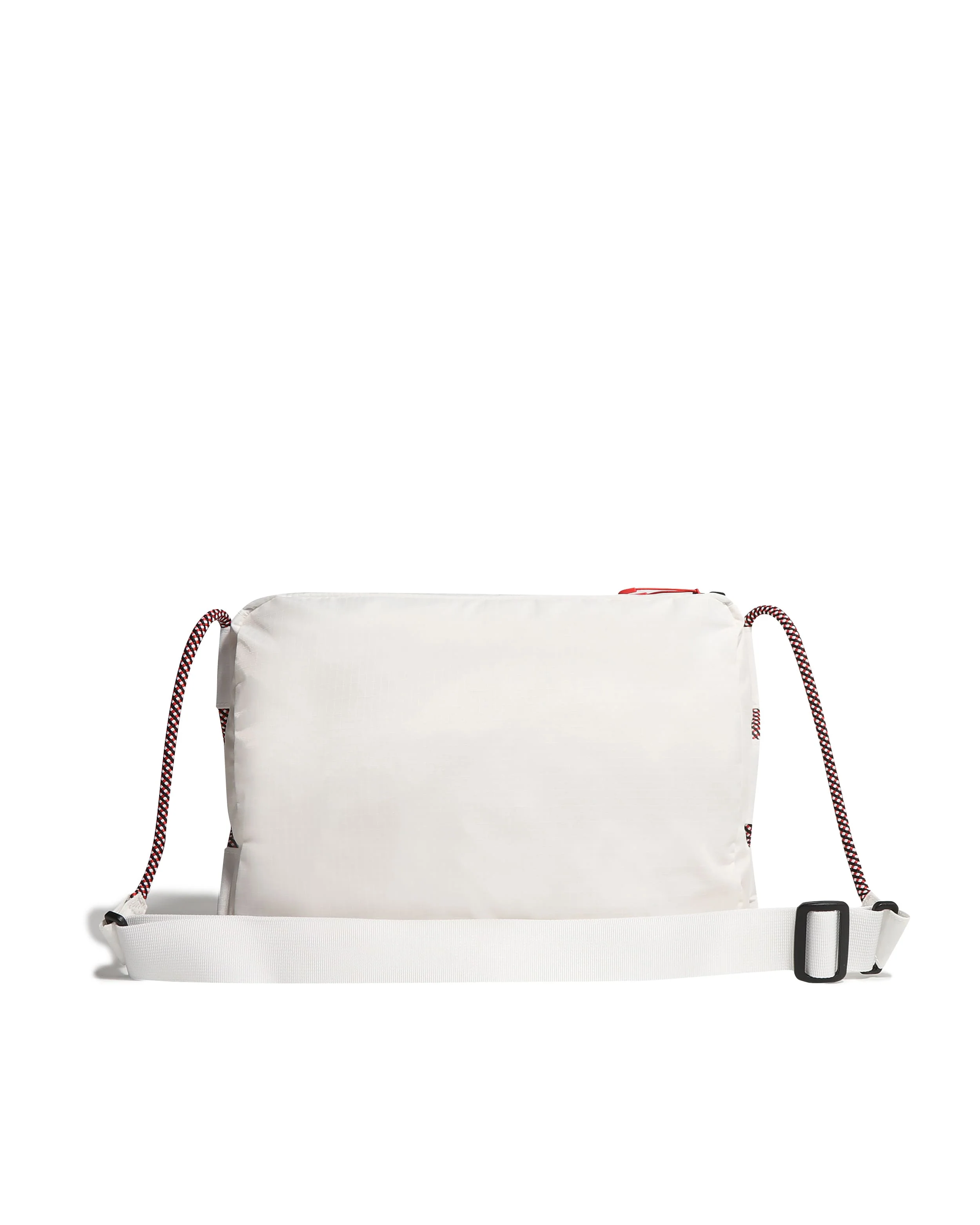 トラベル リップストップ リサイクル ナイロン サコッシュ  -  ホワイト/レッド ボックス ロゴ