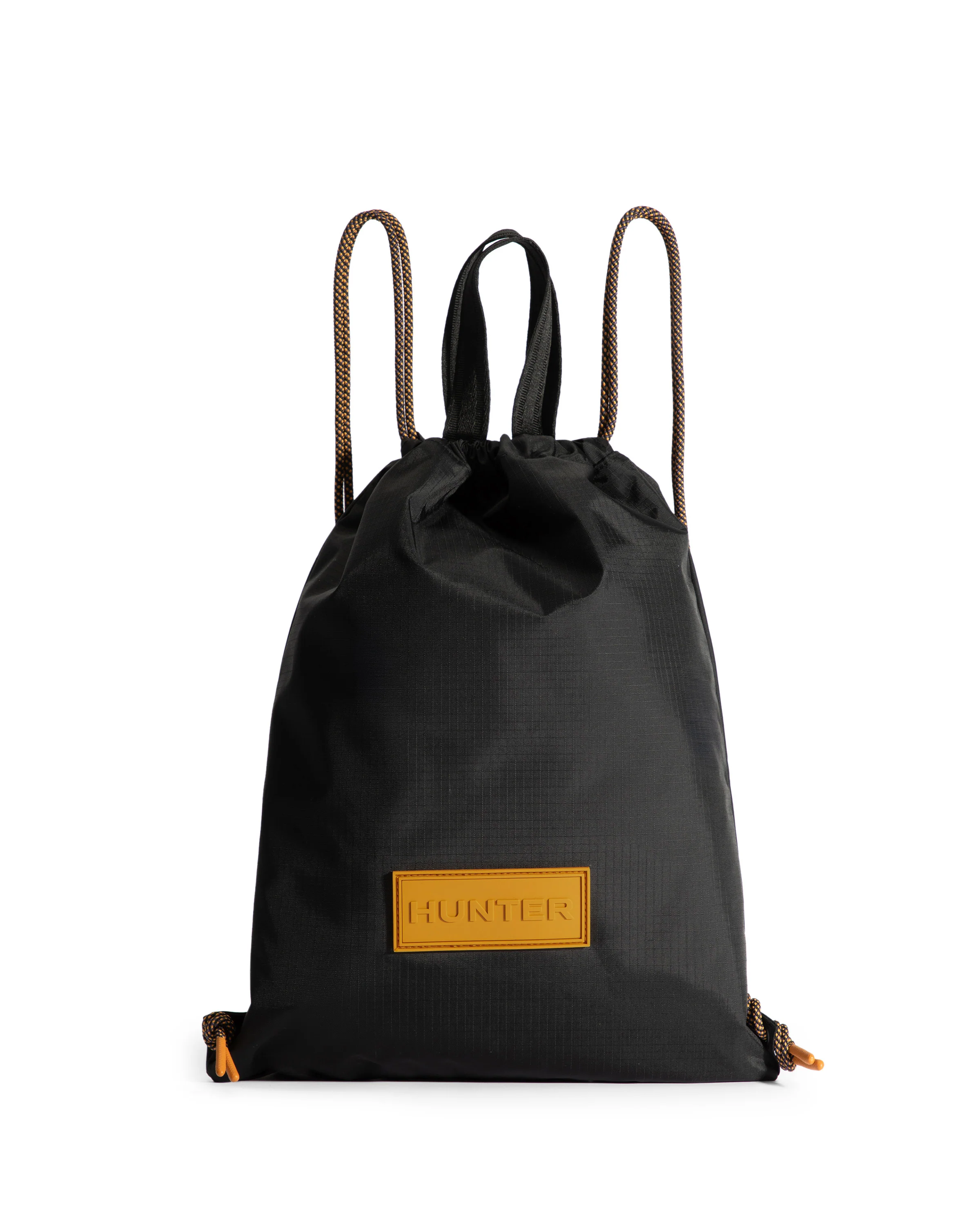 トラベル ドローストリング バックパック トート - ブラック / リッチオーカー