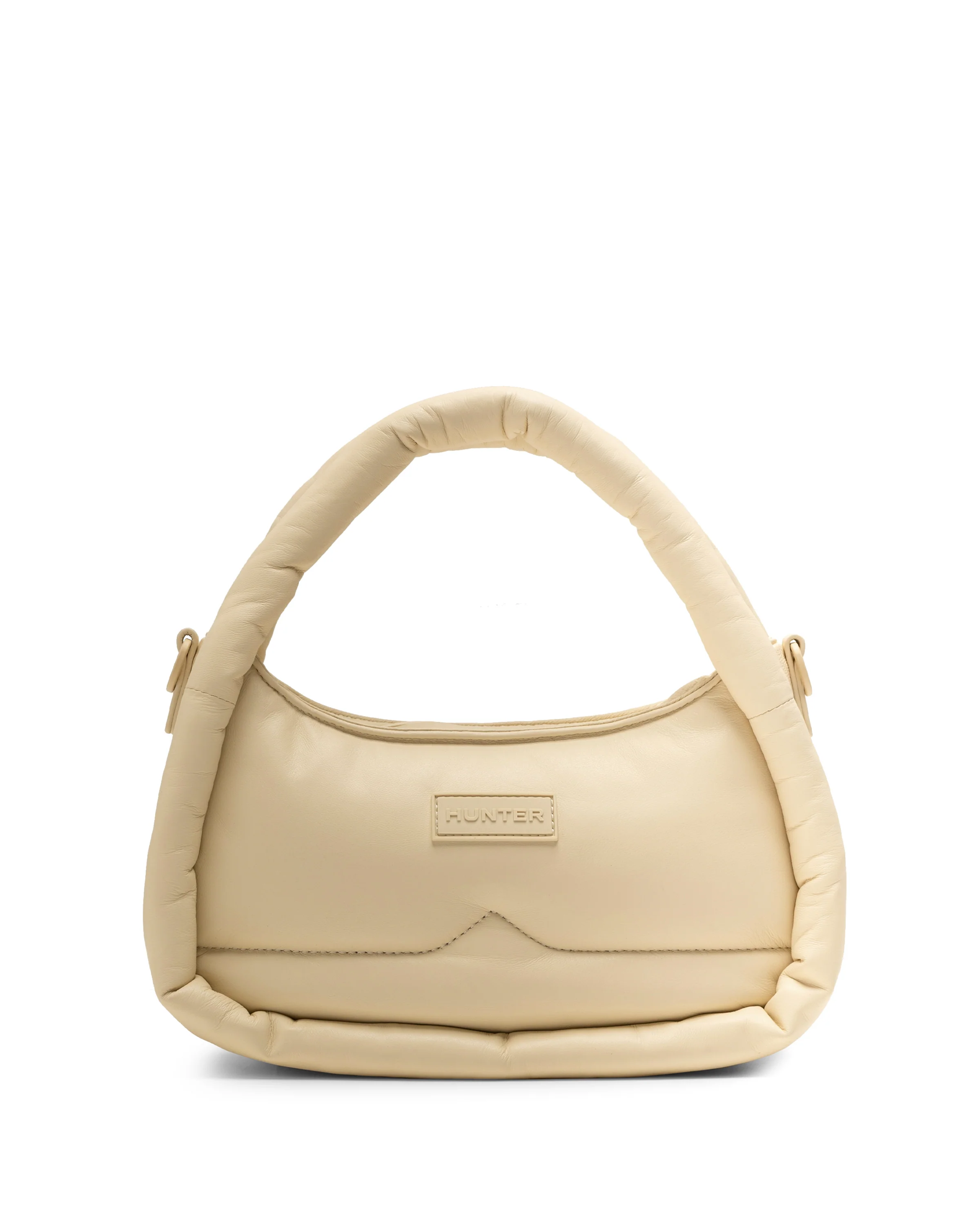 レザー フレームド ミディ ホーボー クロスボディ - キャンバスクリーム