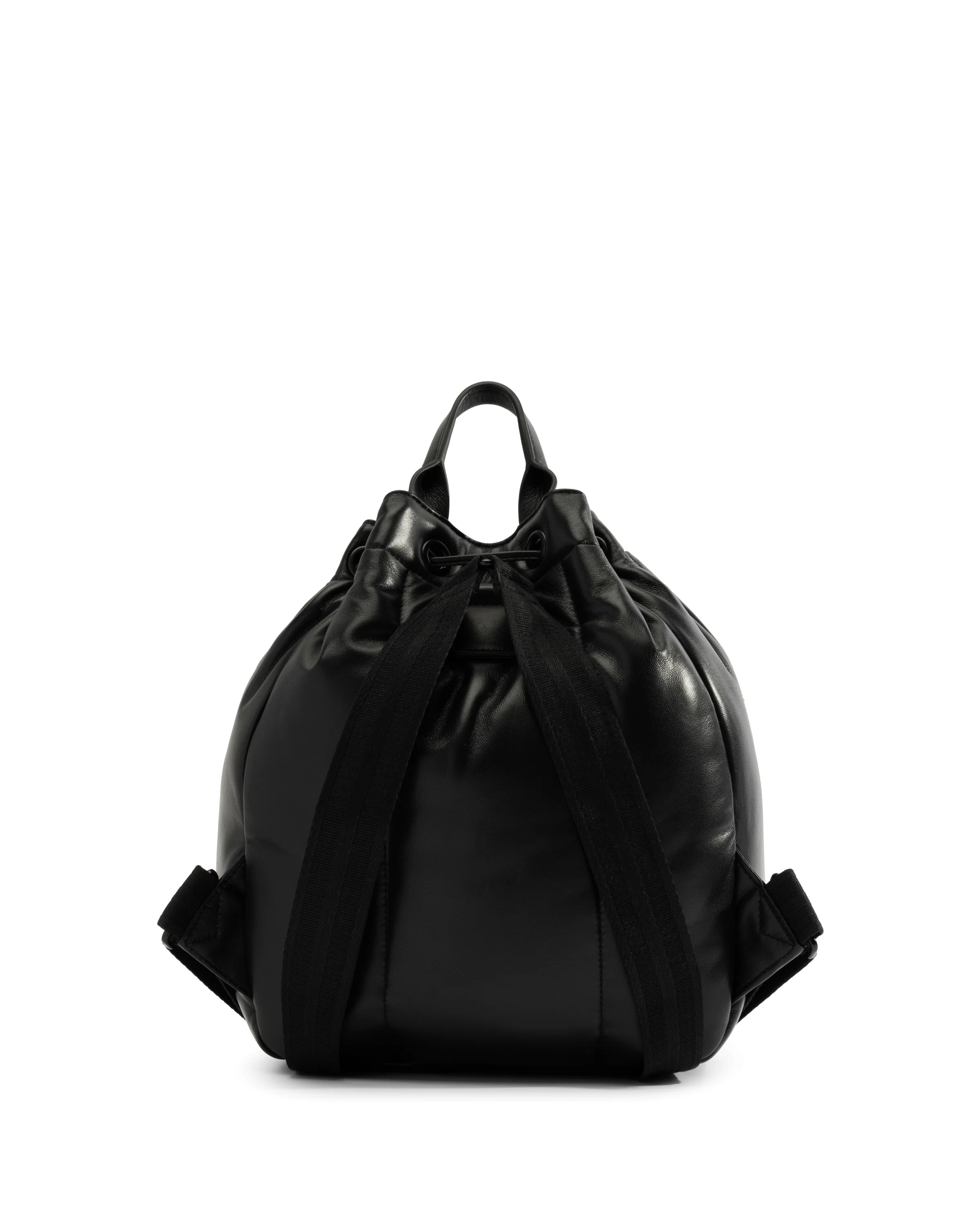 レザー ドローストリング バックパック - ブラック