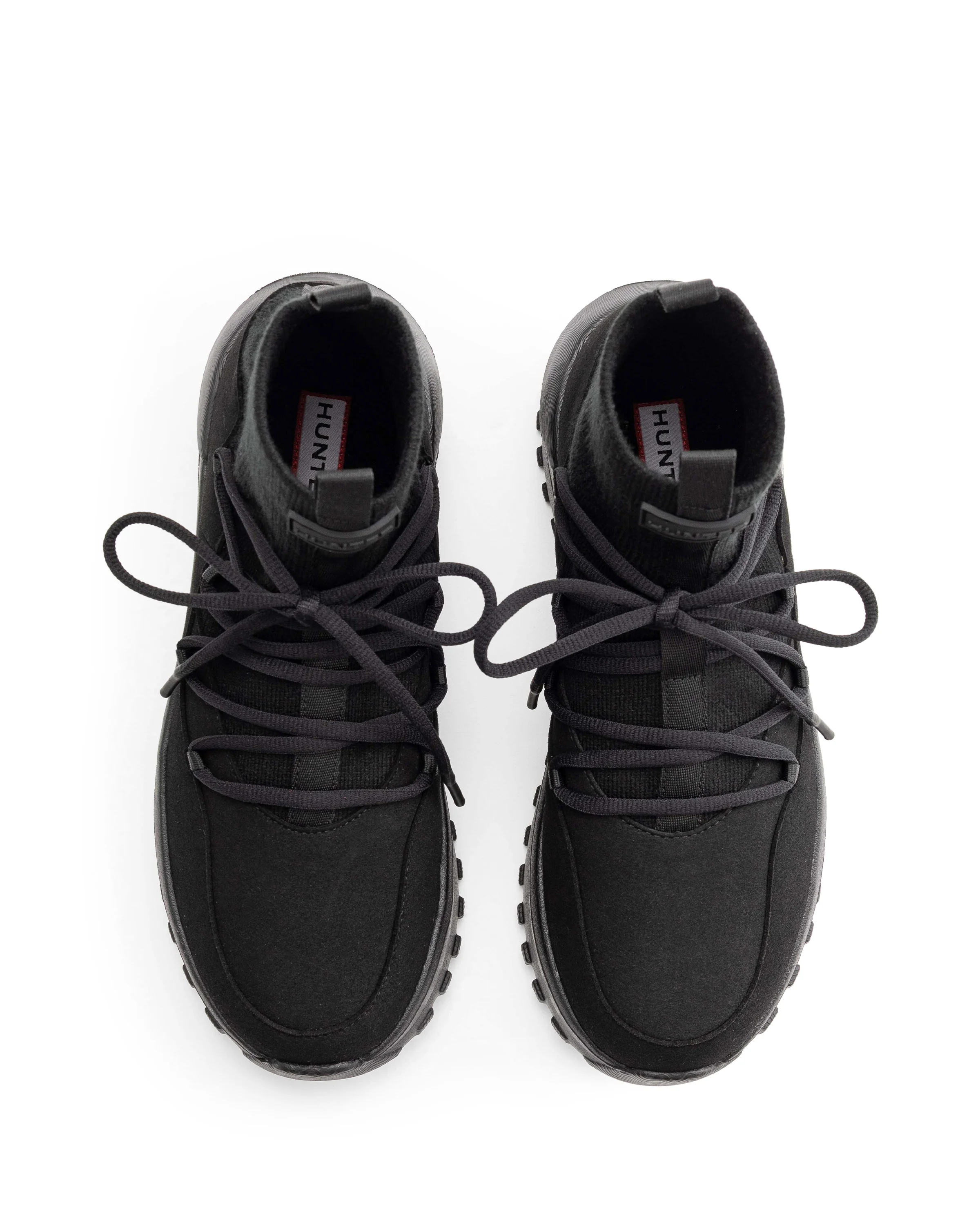 ユニセックス トラベル フロー ビーガン スエード ニット レース ブーツ - ブラック