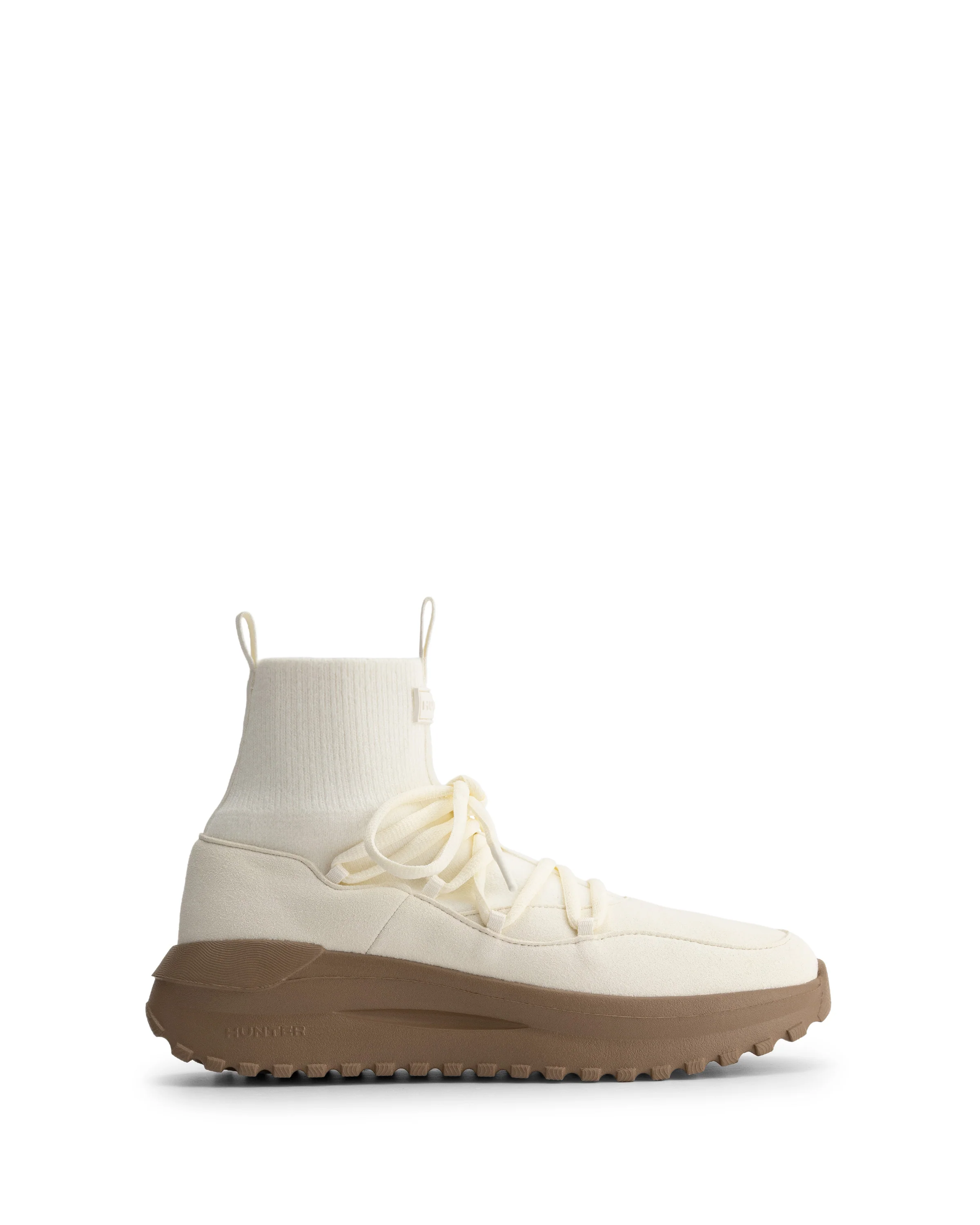 ユニセックス トラベル フロー ビーガン スエード ニット レース ブーツ - シェイデッド ホワイト / ガム