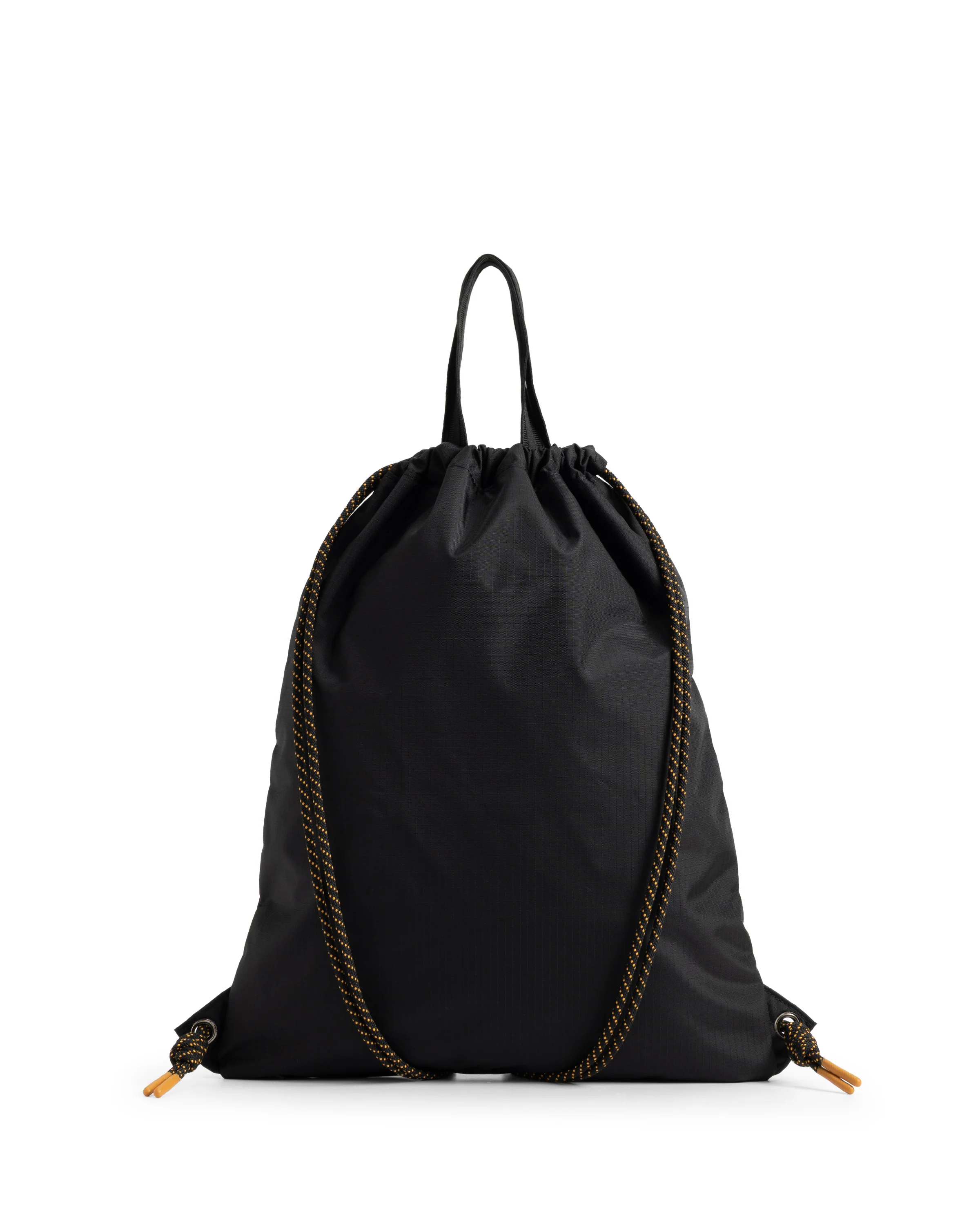 トラベル ドローストリング バックパック トート - ブラック / リッチオーカー