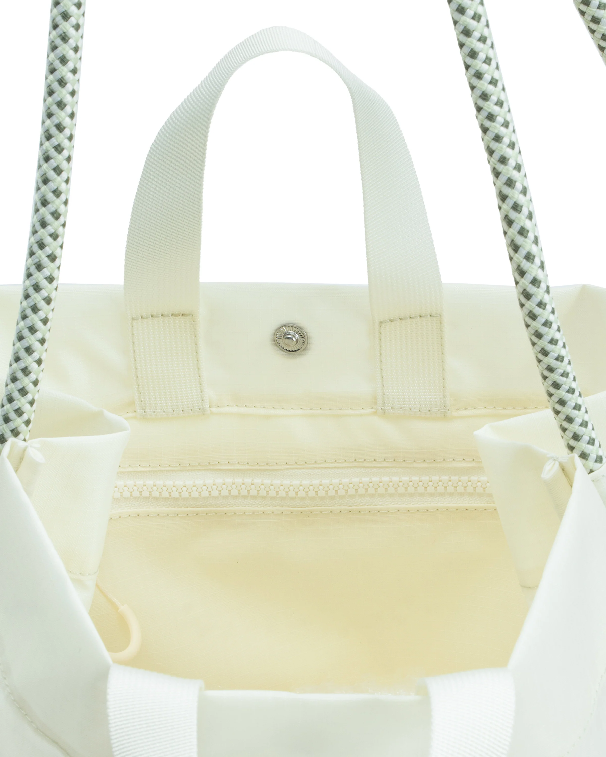 トラベル リップストップ リサイクル ナイロン トート バッグ - シェイディッド ホワイト