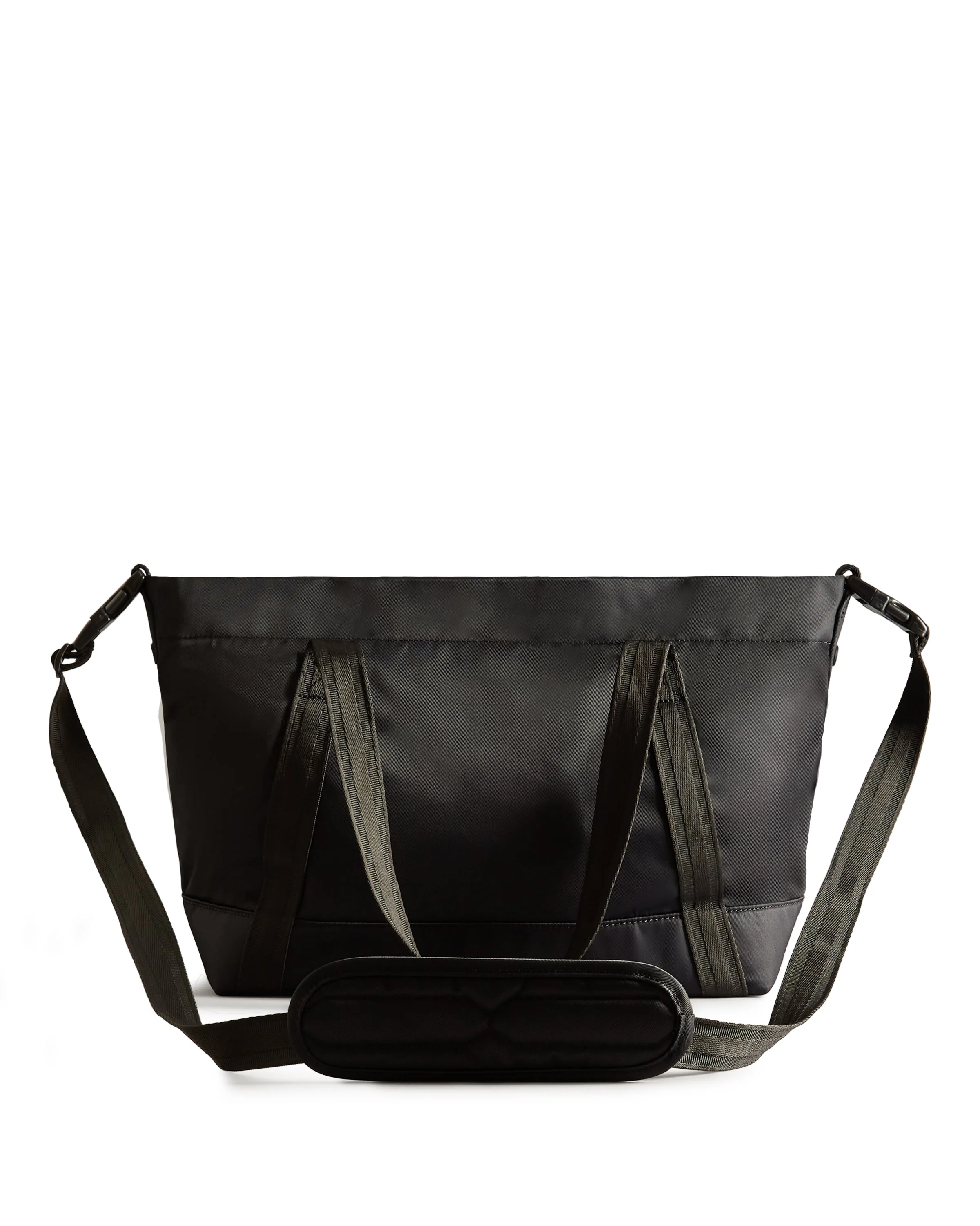 ナイロン ミディアム トップ クリップ トート バッグ  -  ブラック