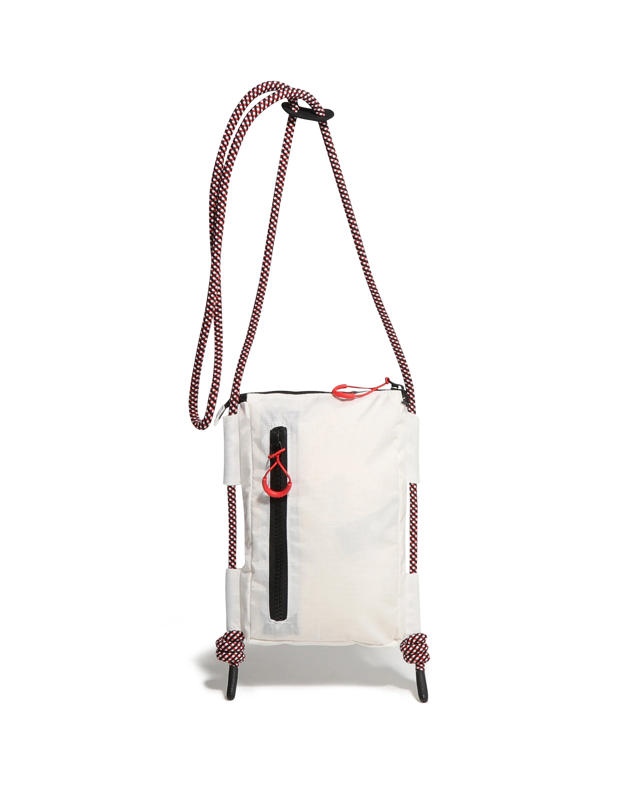 トラベル リップストップ リサイクル ナイロン フォンポーチ  -  ホワイト/レッド ボックス ロゴ