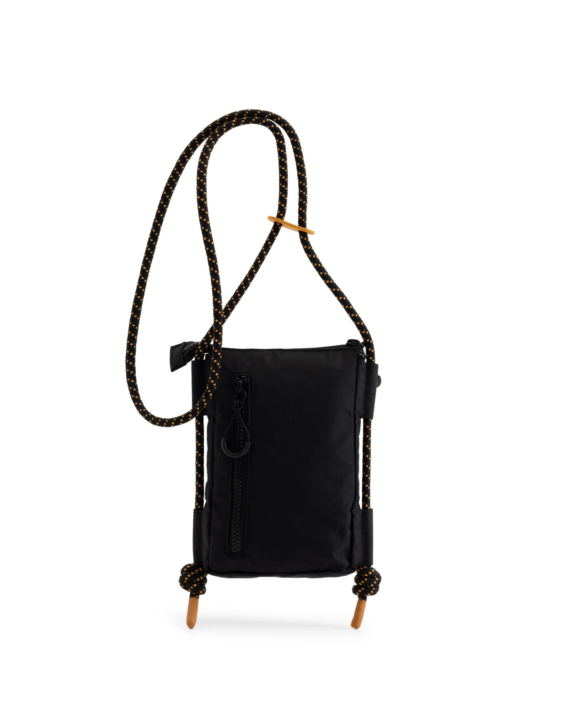 トラベル リップストップ リサイクル ナイロン フォンポーチ - ブラック / リッチオーカー