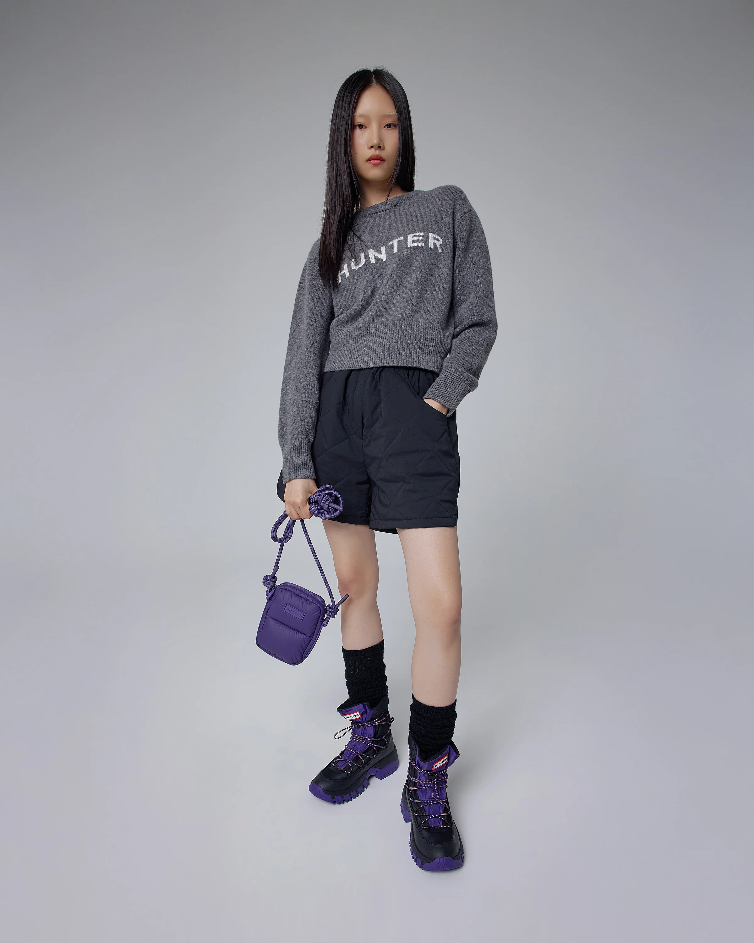 レディース ワンダラー レースアップ アウトドア ブーツ - ブラック / リッチパープル