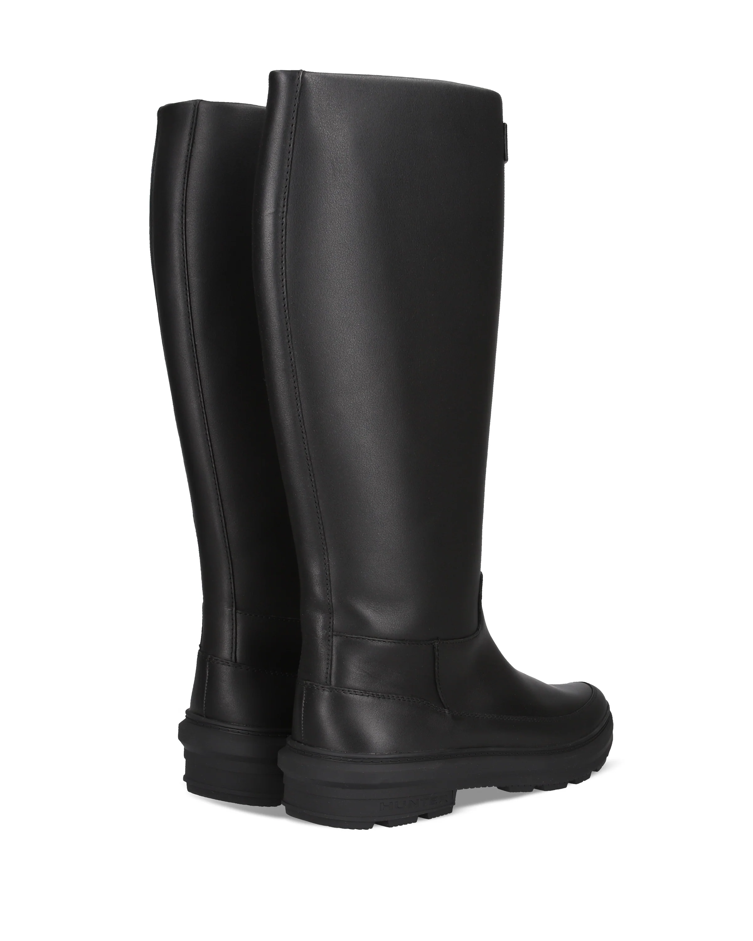 レディース シティ リベル トール レザー ジップ ブーツ - ブラック