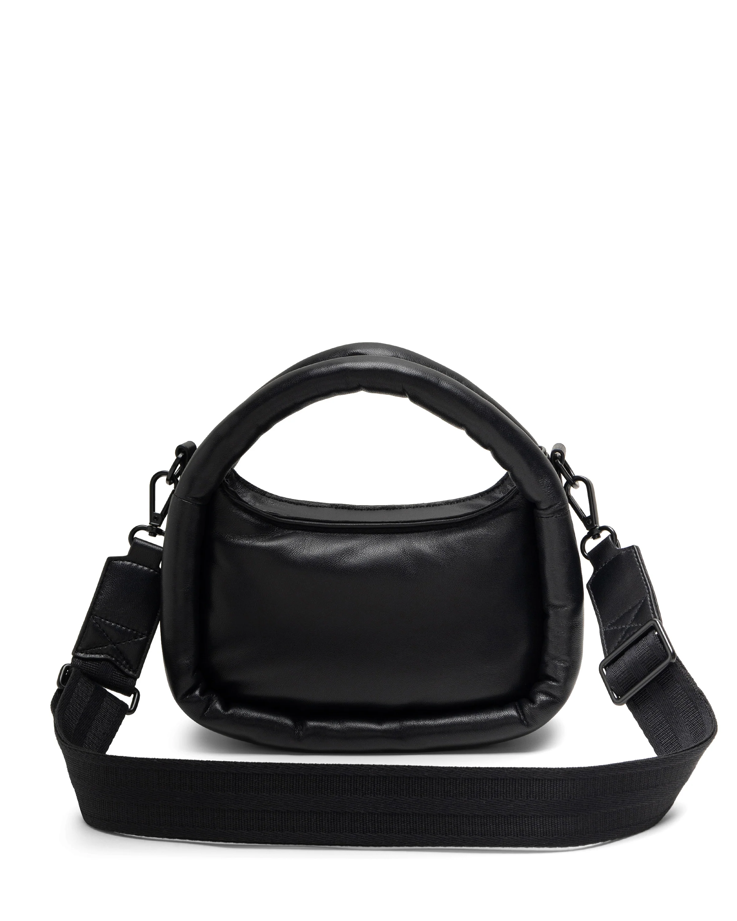 レザー フレームド ミニ ホーボー クロスボディ - ブラック