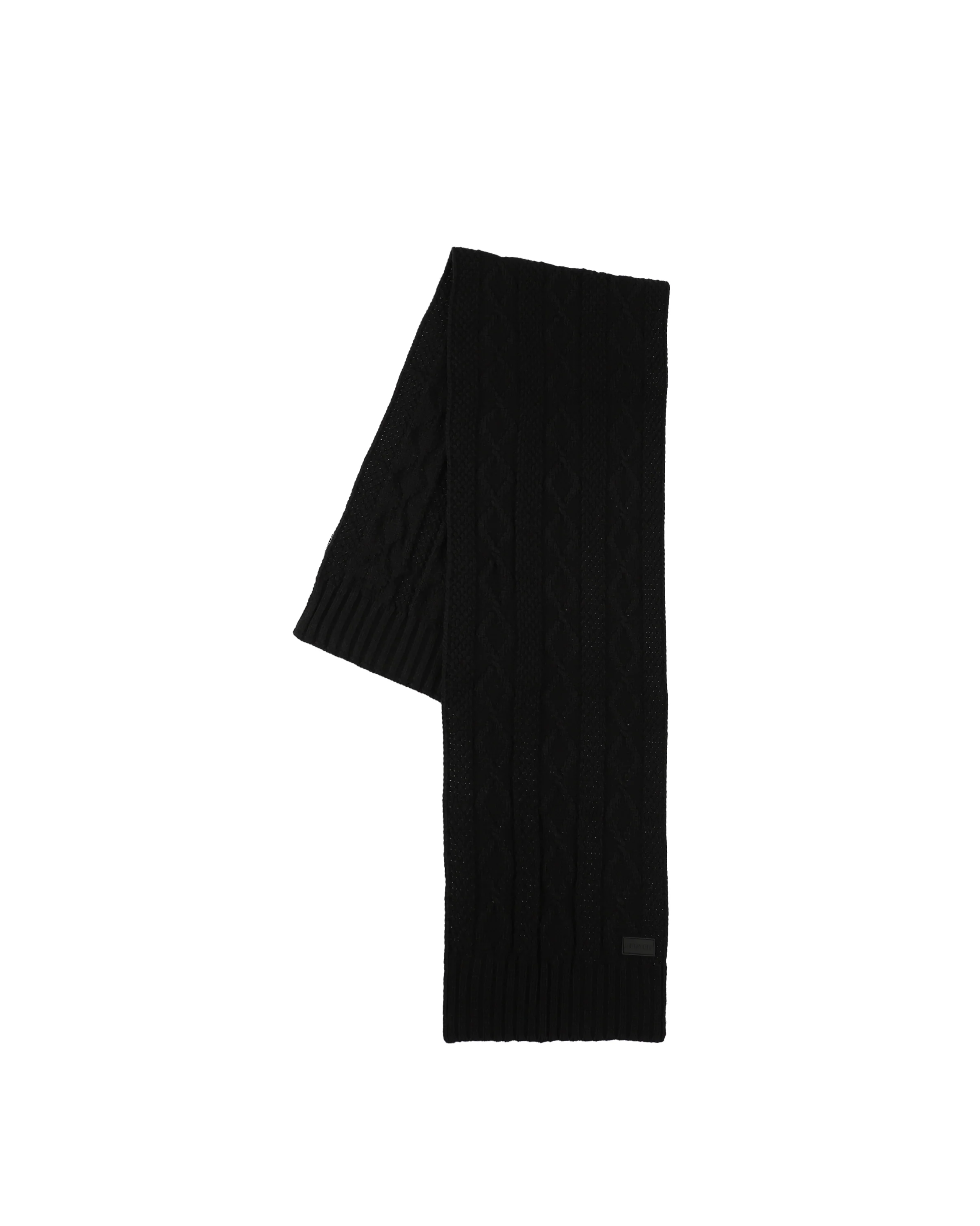 ケーブル ニット スカーフ - ブラック