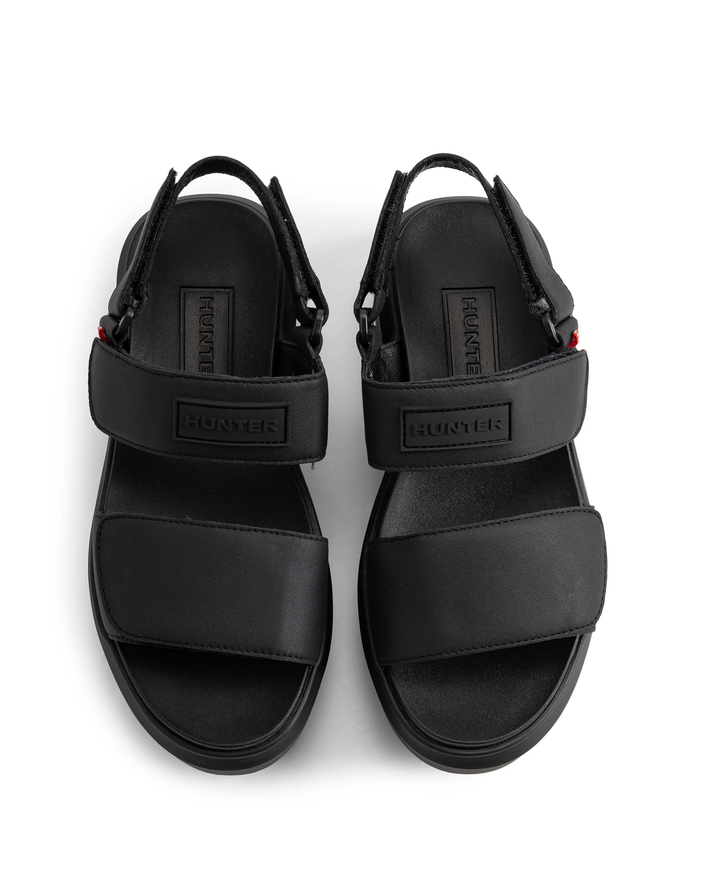 ユニセックス シティ リベル レザー ヒール ストラップ サンダル - ブラック