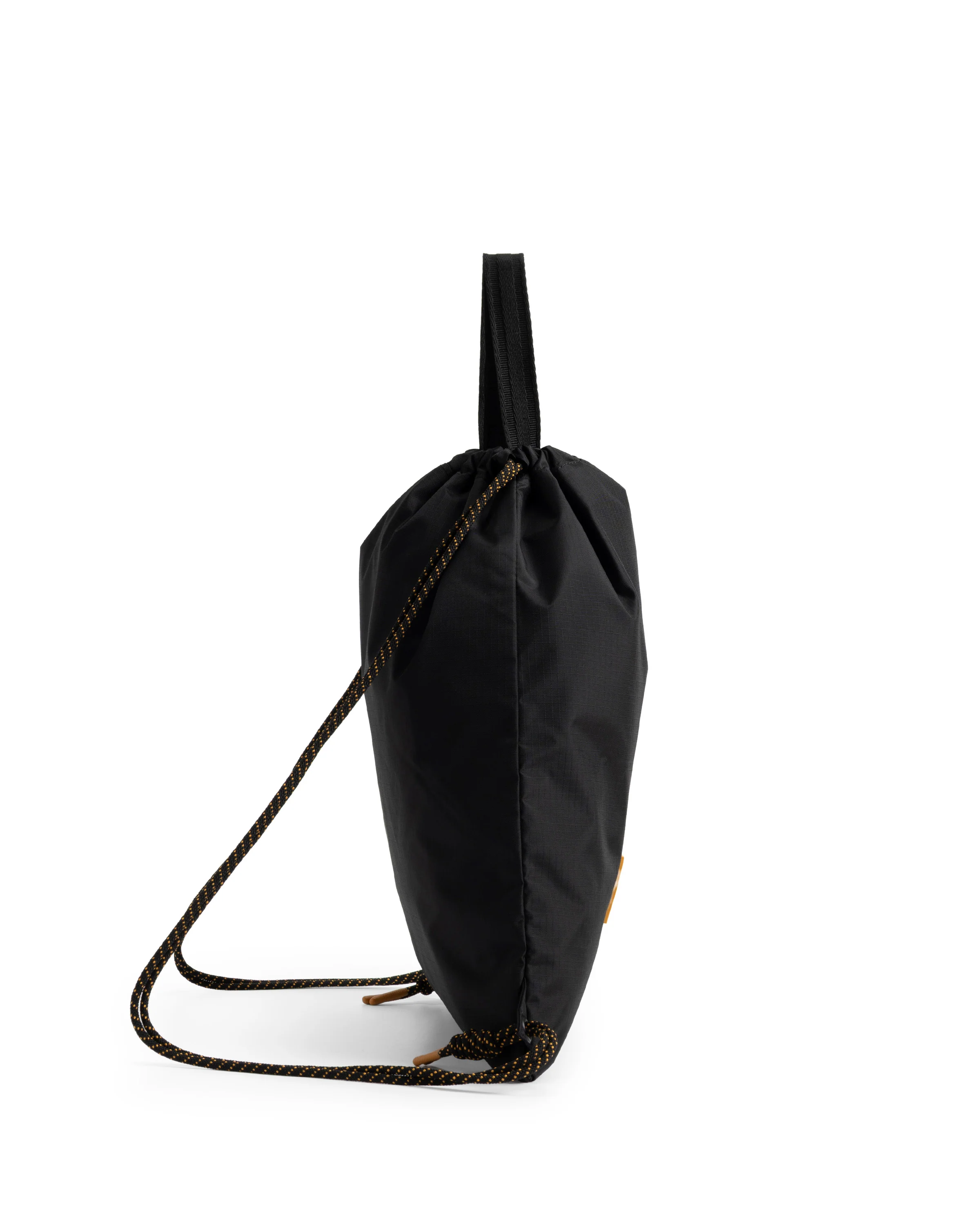 トラベル ドローストリング バックパック トート - ブラック / リッチオーカー