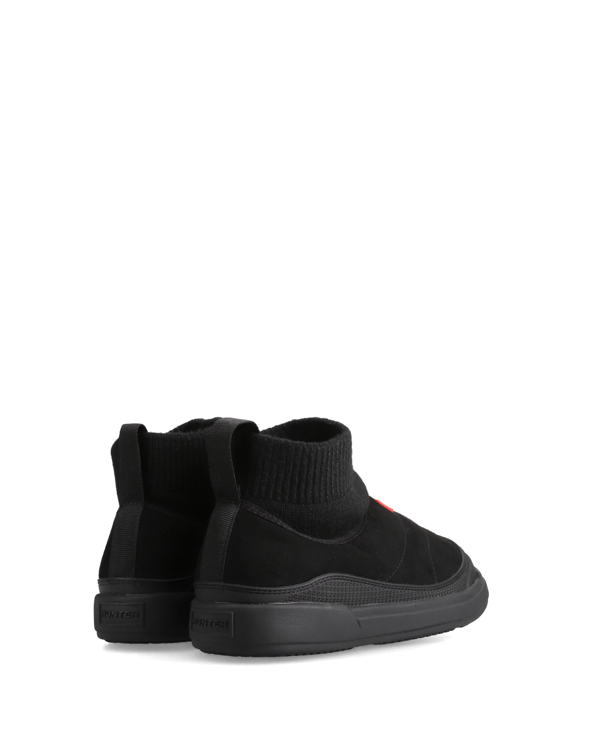 ユニセックス イン/アウト ビーガン スエード ニッテッド カフ ブーツ - ブラック