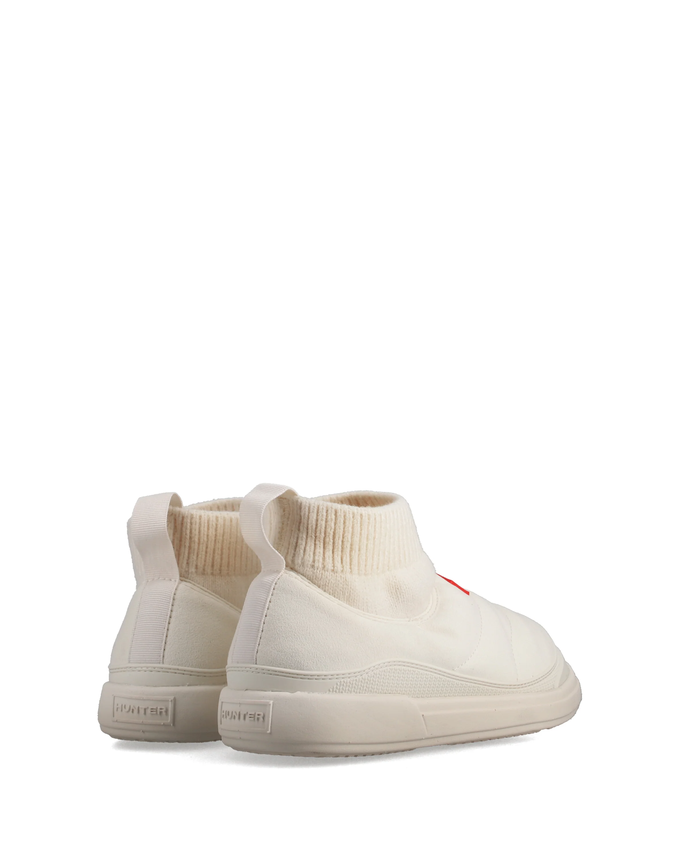 ユニセックス イン/アウト ビーガン スエード ニッテッド カフ ブーツ - シェイデッド ホワイト