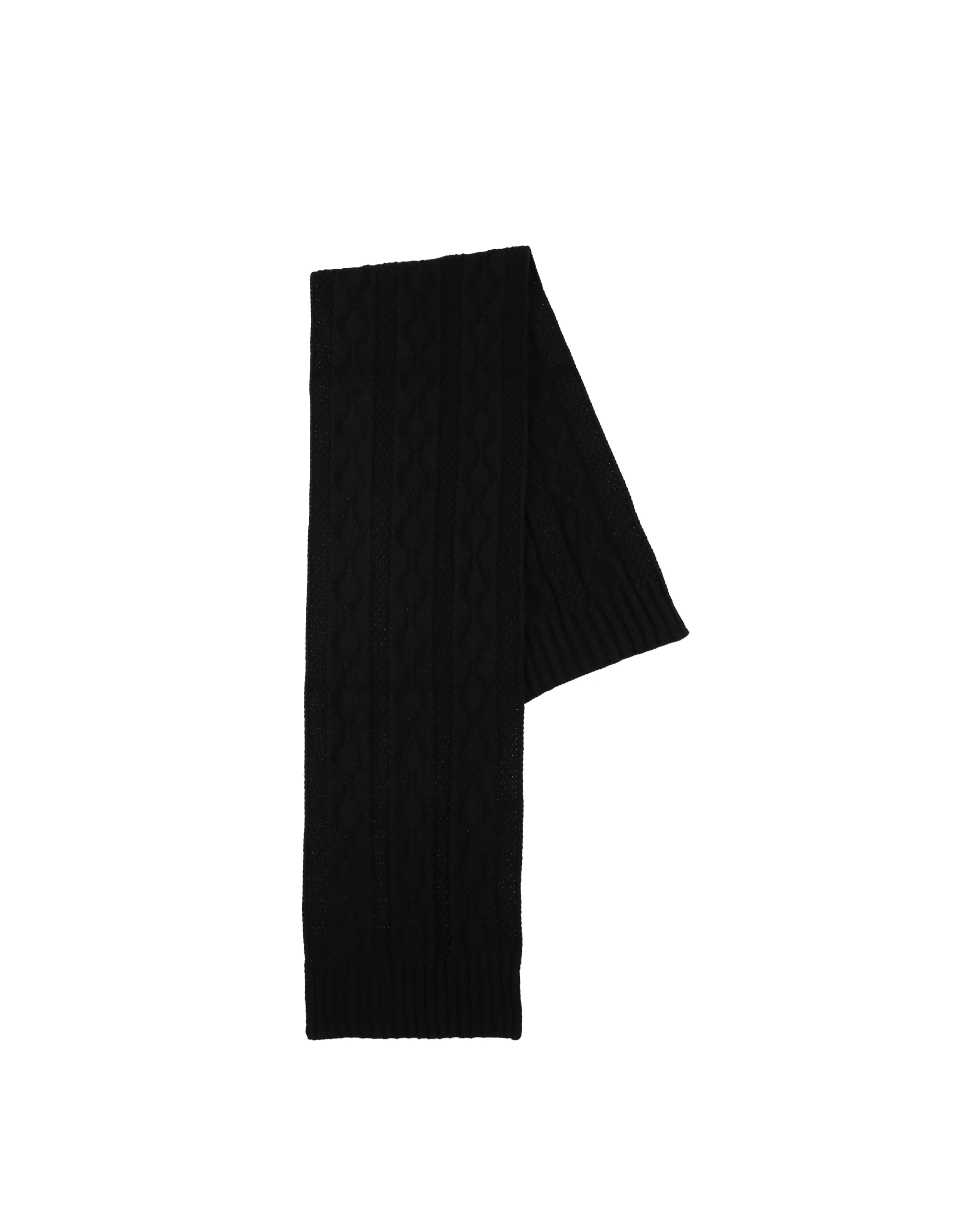 ケーブル ニット スカーフ - ブラック