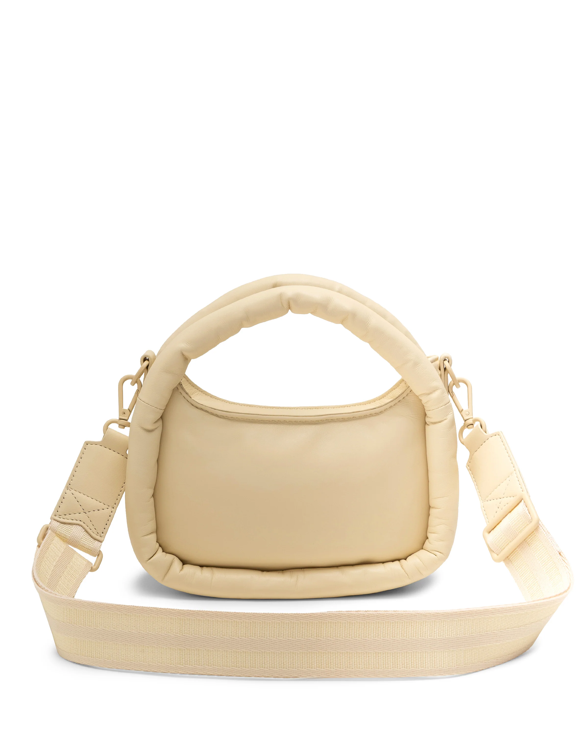 レザー フレームド ミニ ホーボー クロスボディ - キャンバスクリーム