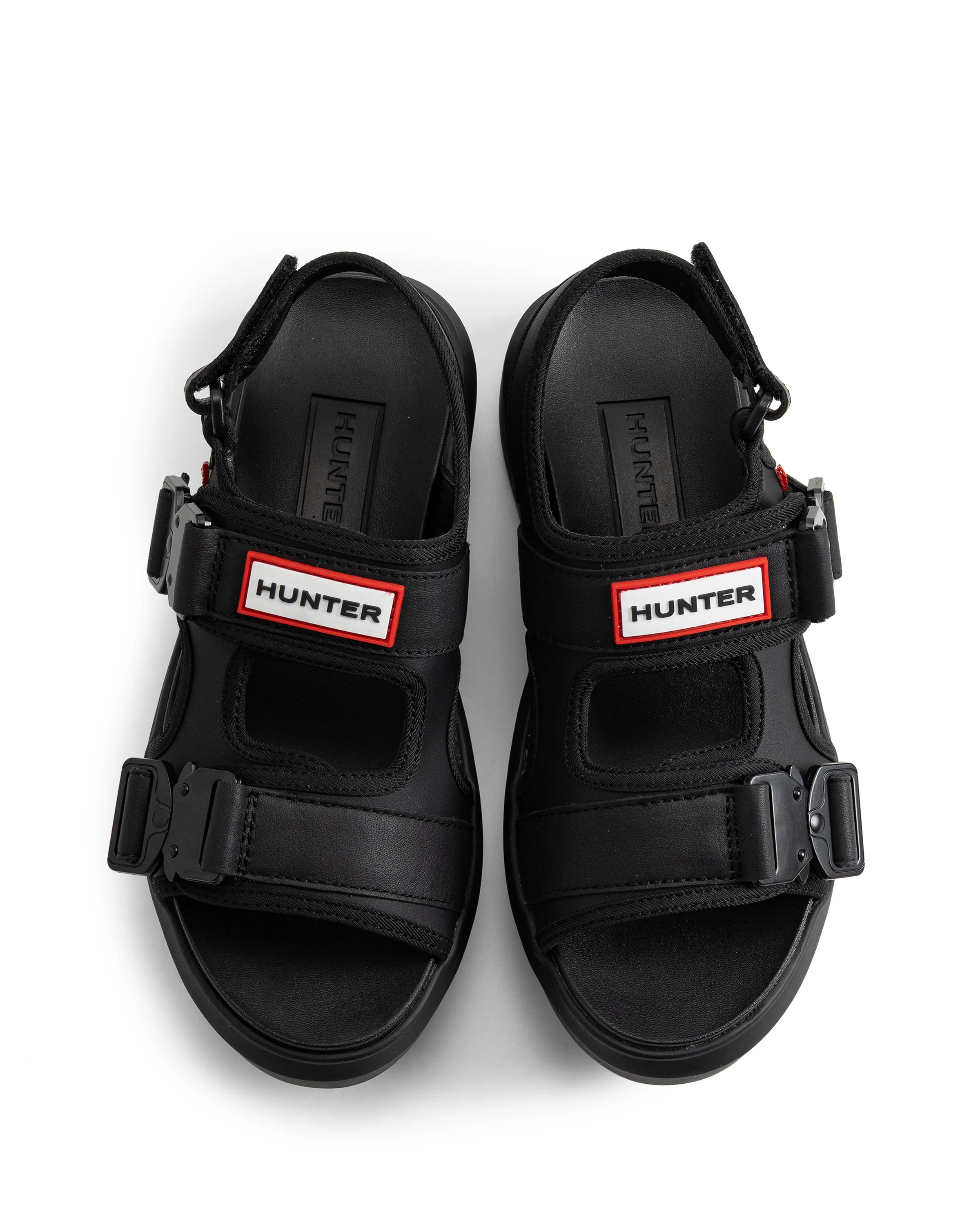 ユニセックス シティ リベル ネオ レザー バックル サンダル - ブラック