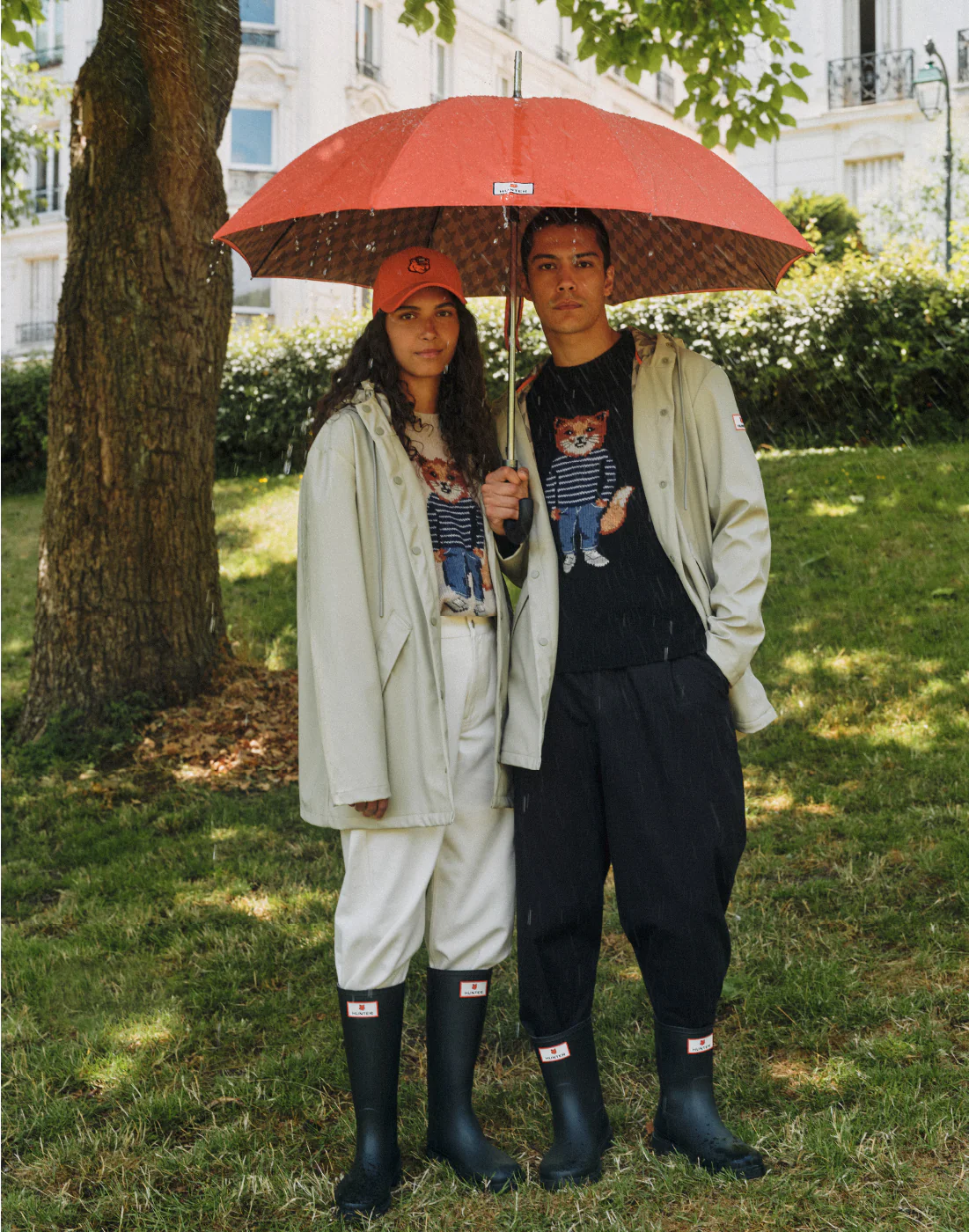 メゾン キツネ x ハンター ユニセックス ダウンポア トール ブーツ - ブラック