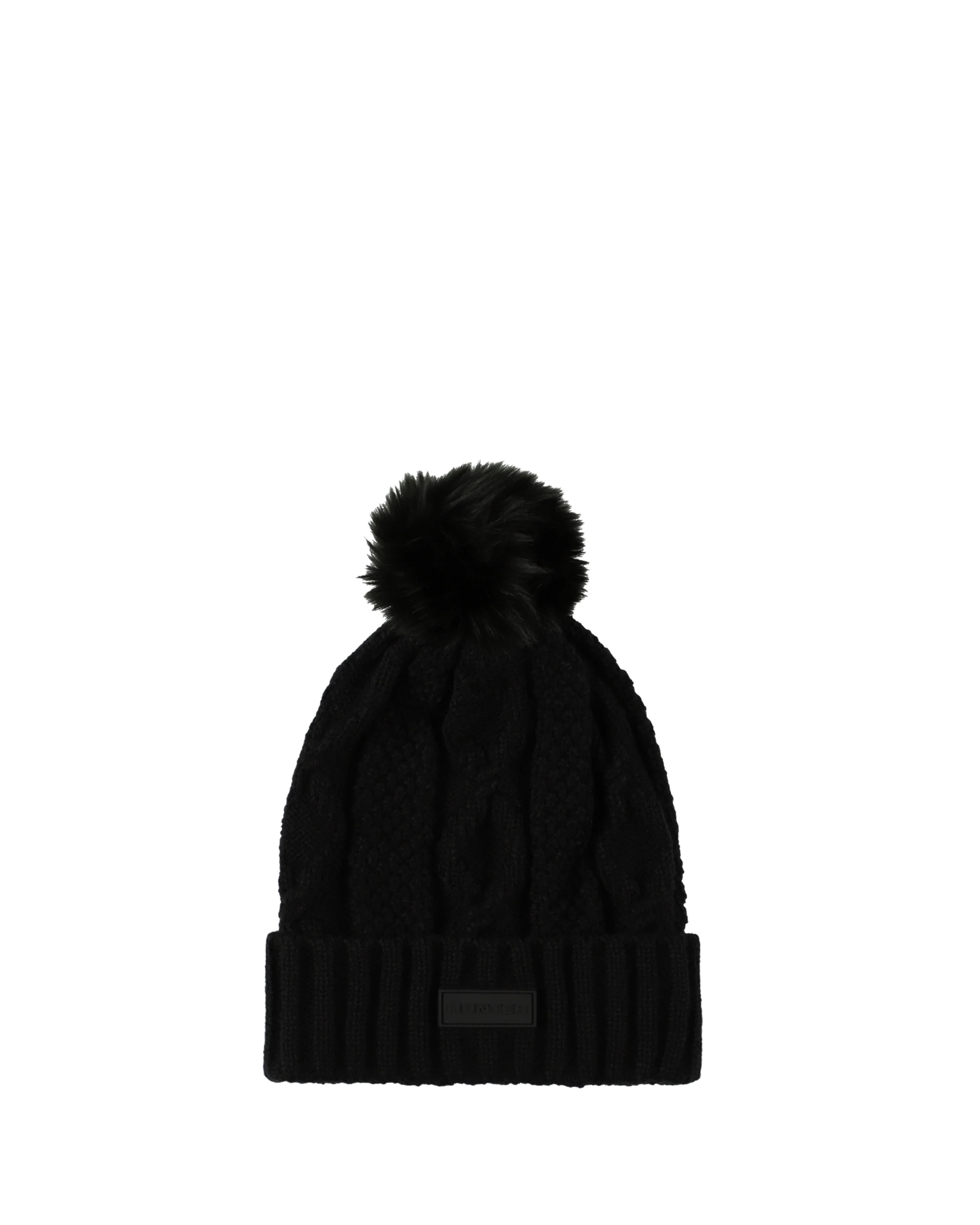 ケーブル ニット ポン ビーニー - ブラック