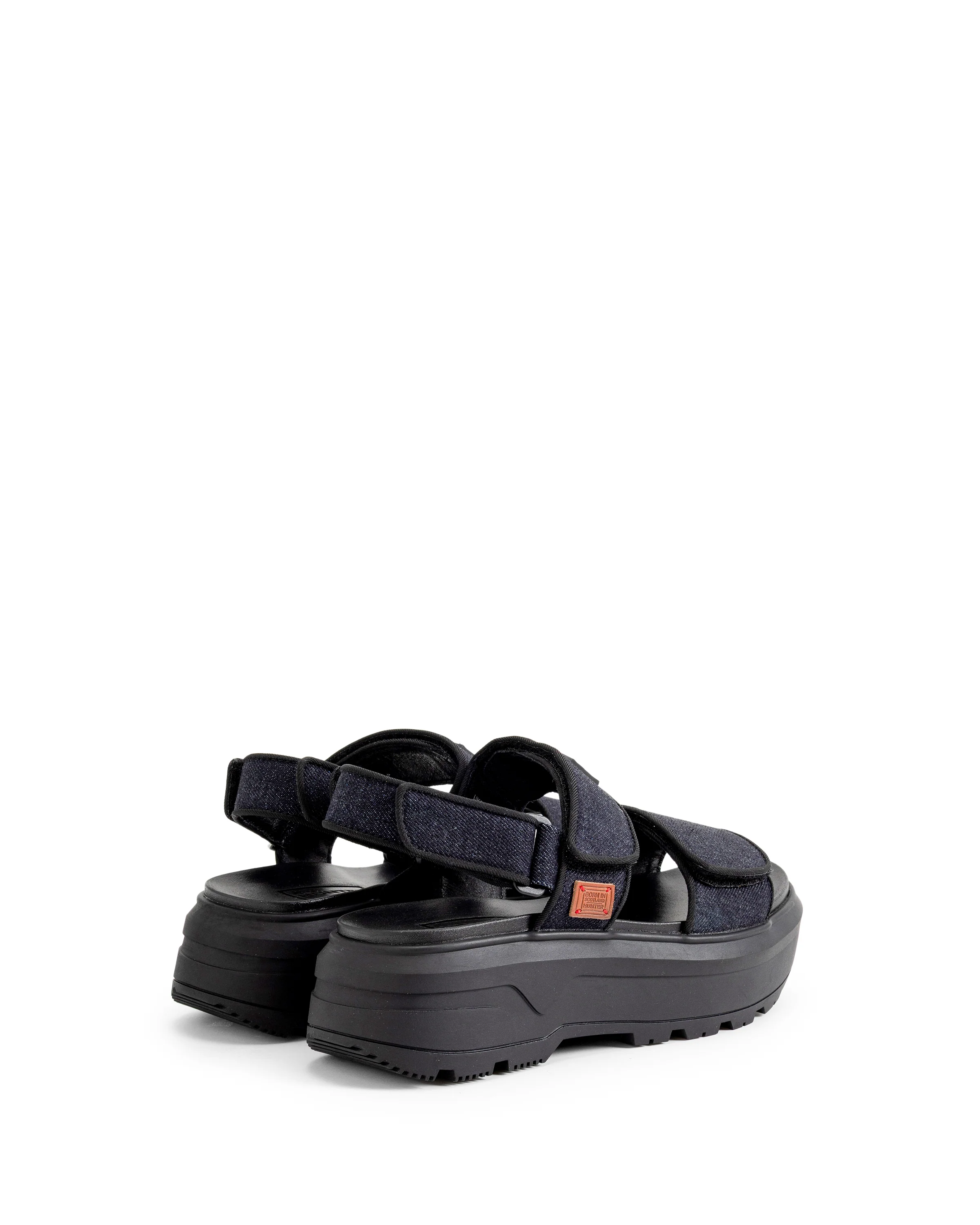 ユニセックス デニム シティ リベル ヒール ストラップ サンダル - デニム