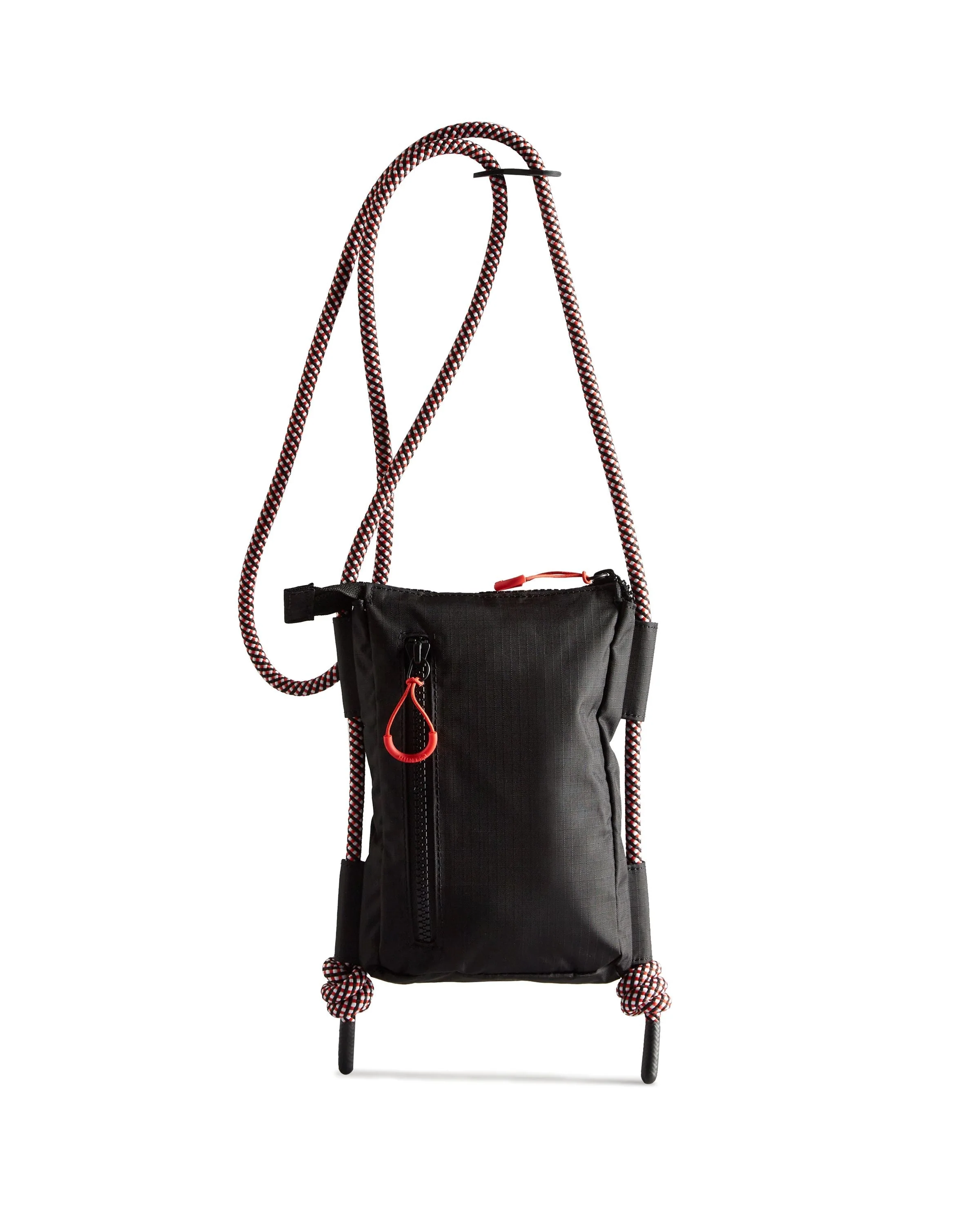 トラベル リップストップ リサイクル ナイロン フォンポーチ  -  ブラック/レッド ボックス ロゴ