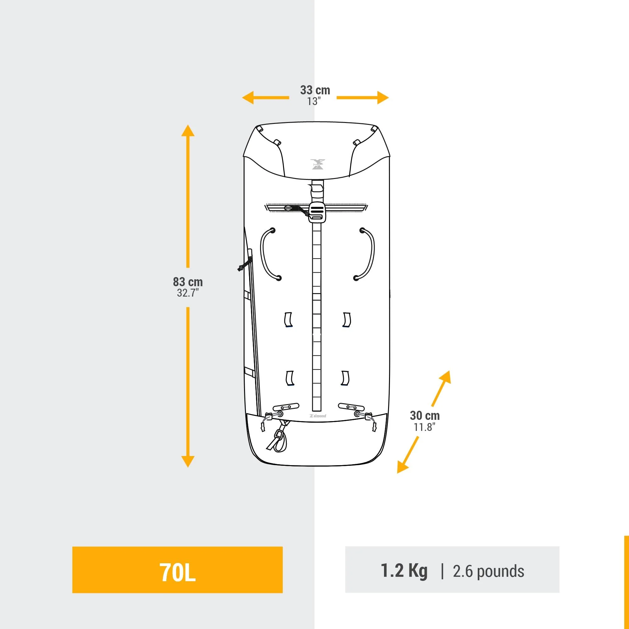 Simond Makalu 45/70L Mountaineering Backpack