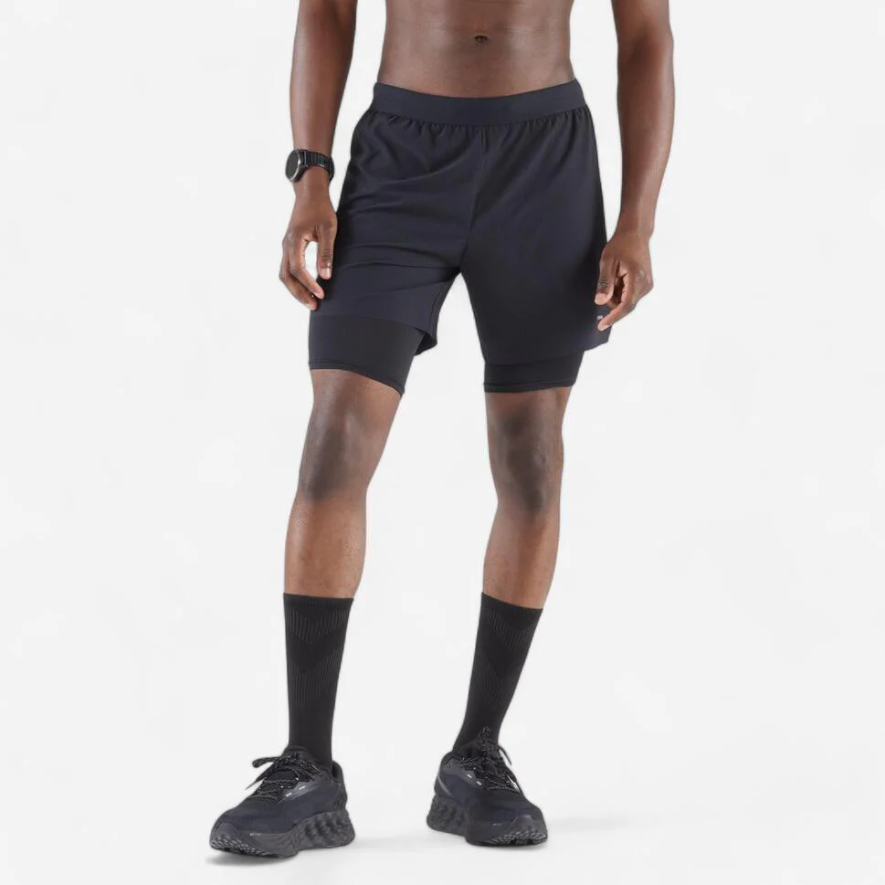 Kiprun Men's Run 500 2-in-1 Compression Running Shorts