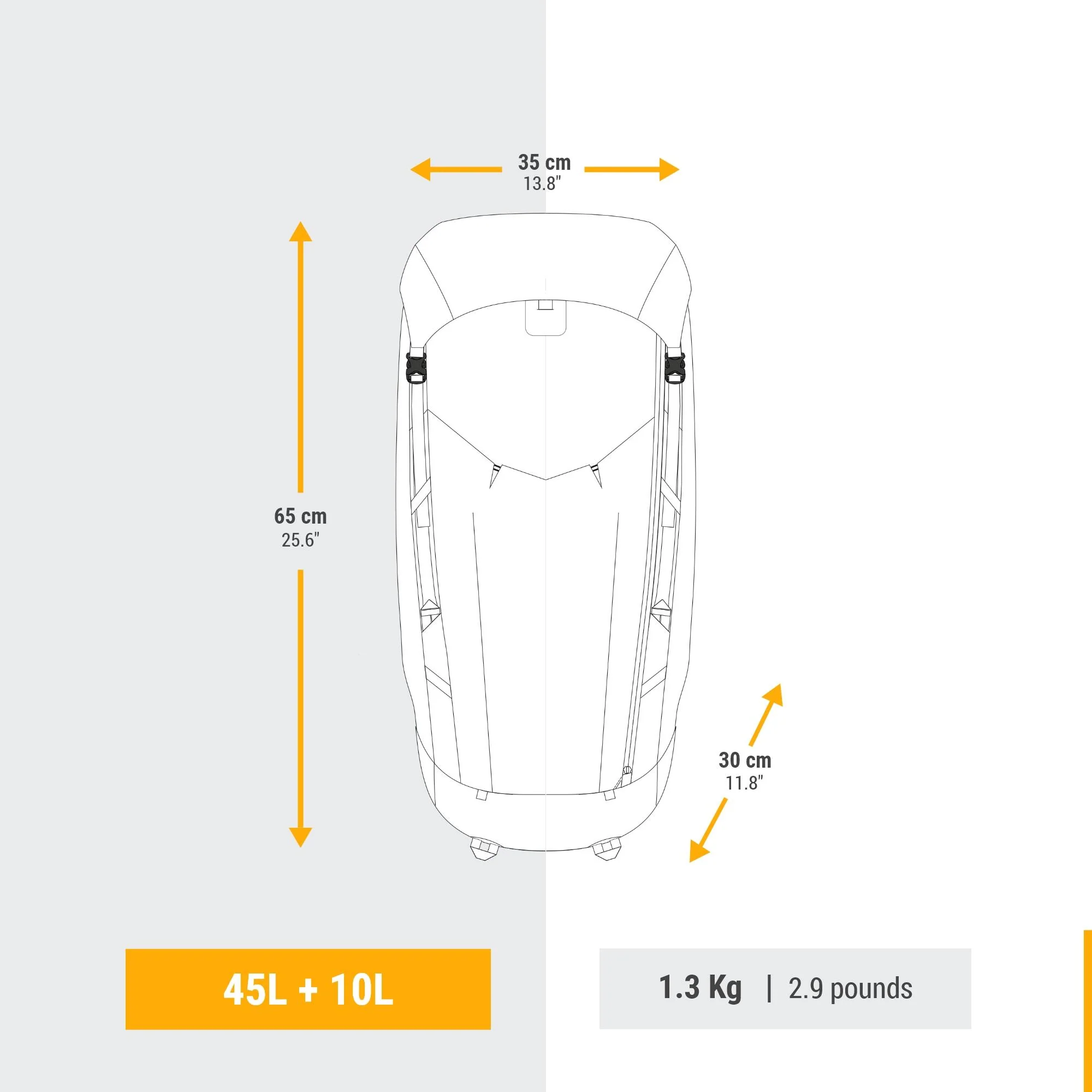 Forclaz Women's Ultralight Backpacking Backpack 45+10 L - MT900 UL