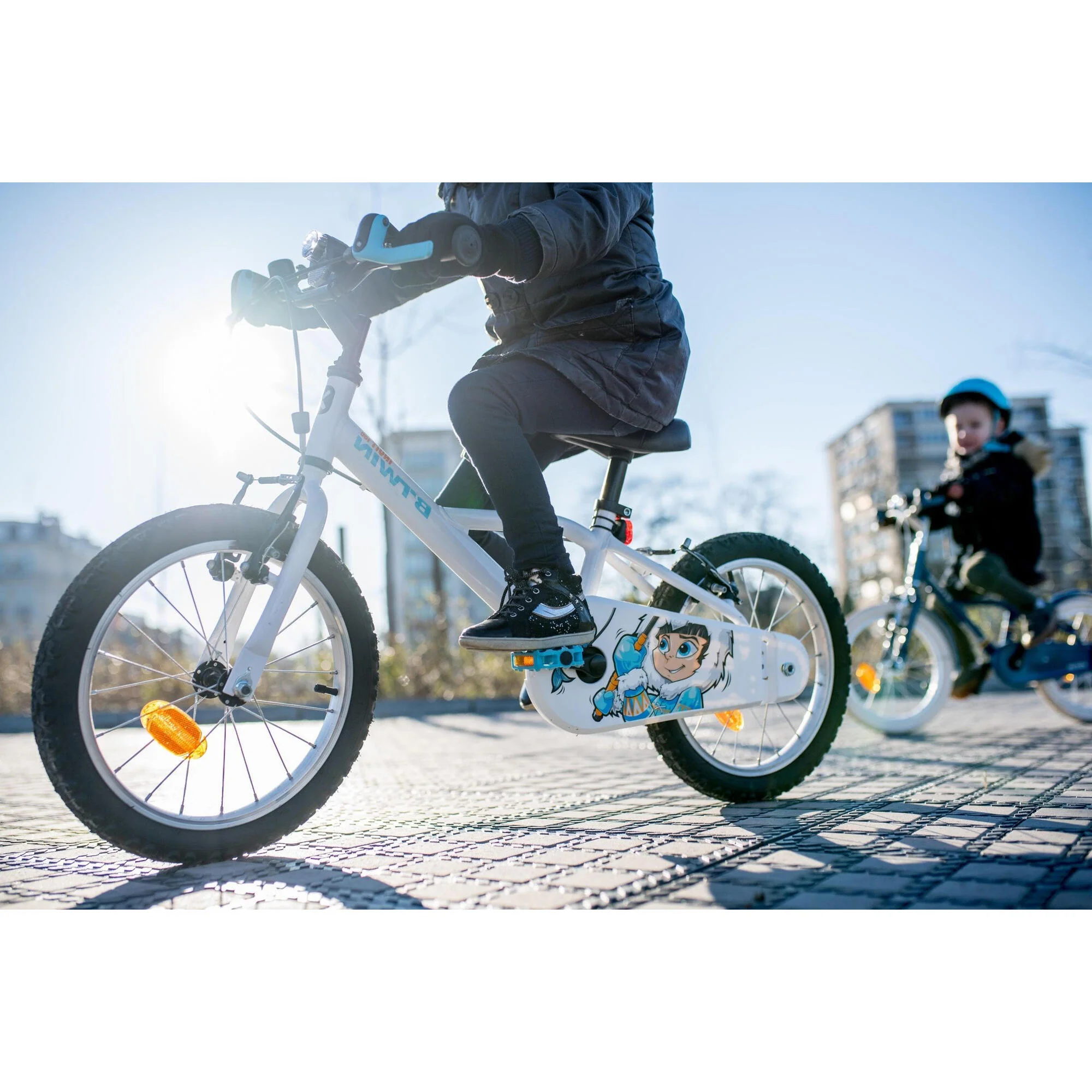 Btwin 100 Frosty Blue Hybrid Bike 16 Kids 3'7 to 4'0